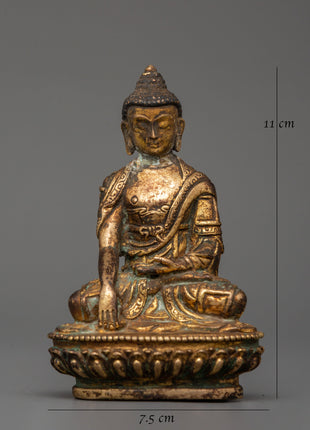 Shakyamuni Buddha Buddhist Altar Decor | Sacred Antique Copper Statue for Meditation