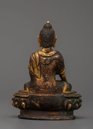 Traditionally HandCrafted Shakyamuni Buddha Statue | Antique Copper Statue