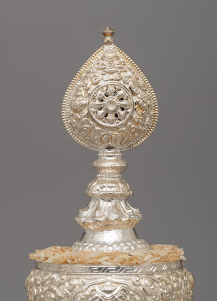 Buddhist Ritual Silver-Plated Mandala : Symbol of Spirituality and Craftsmanship | Buddhist Ritual Artifact
