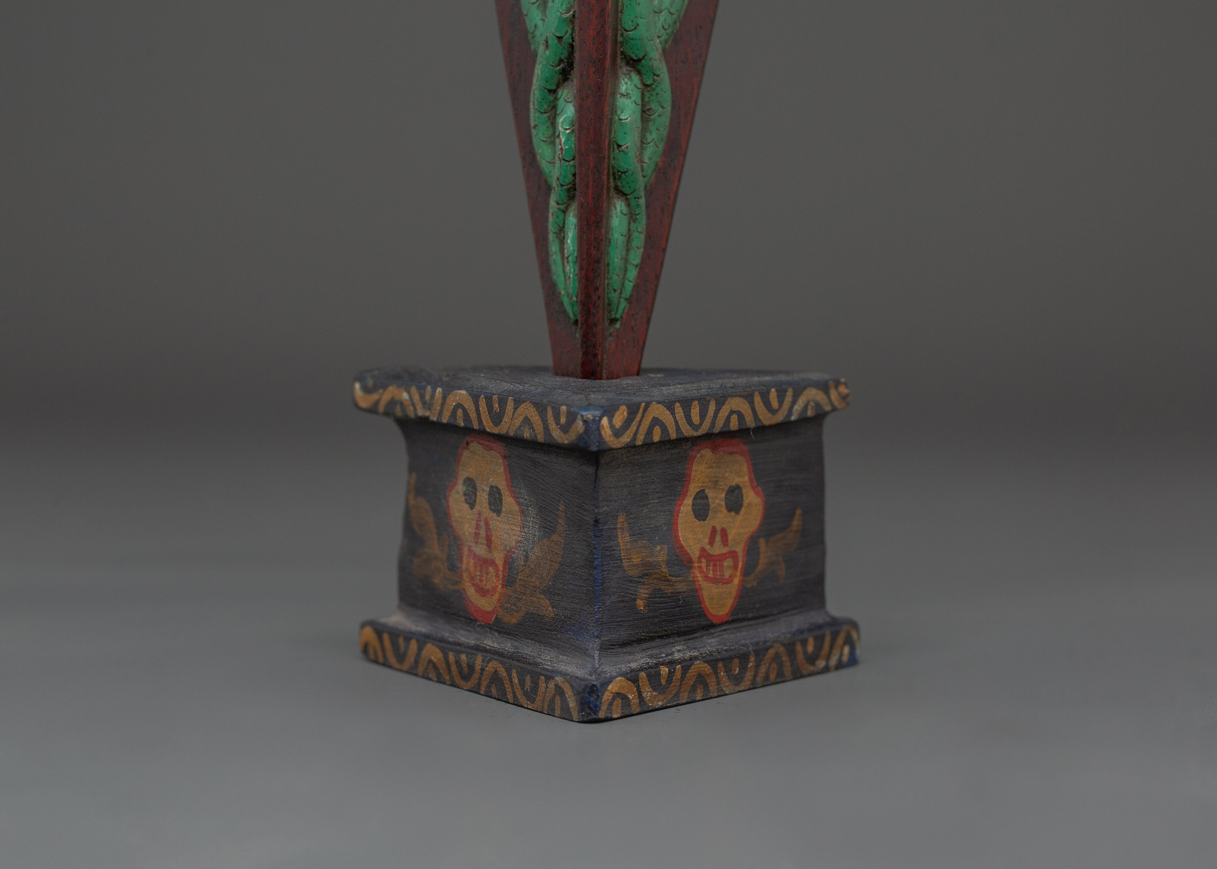 Tibetan Wooden Phurba | Sacred Tantric Artifact