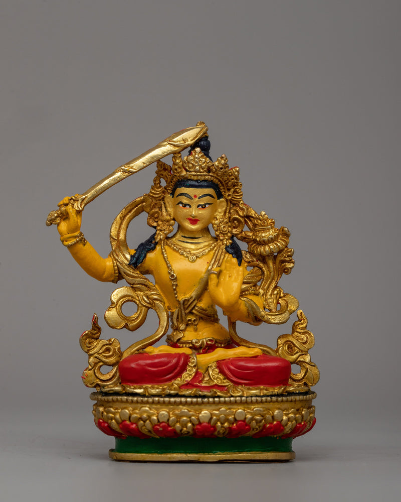 Gold-Plated Manjushri Sculpture