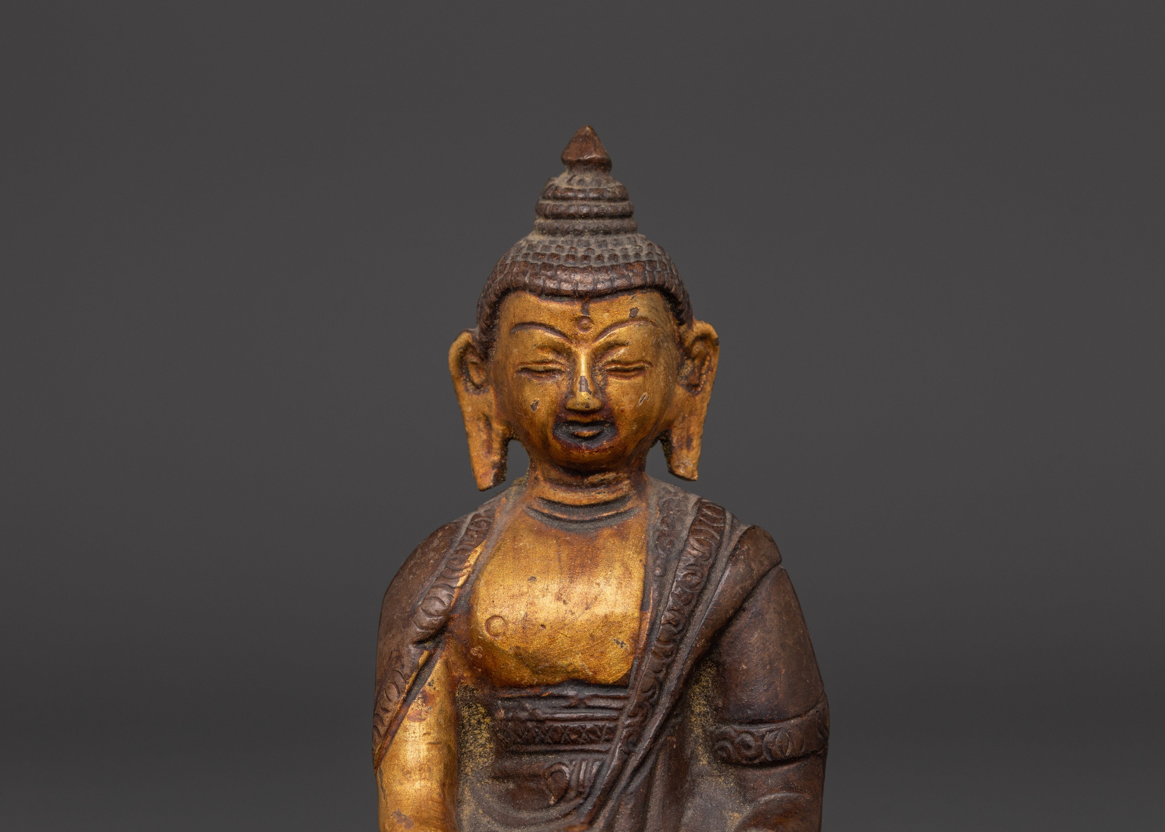 Amitabha Pure Land Buddha Statue | Oxidized Copper Buddhist Statue