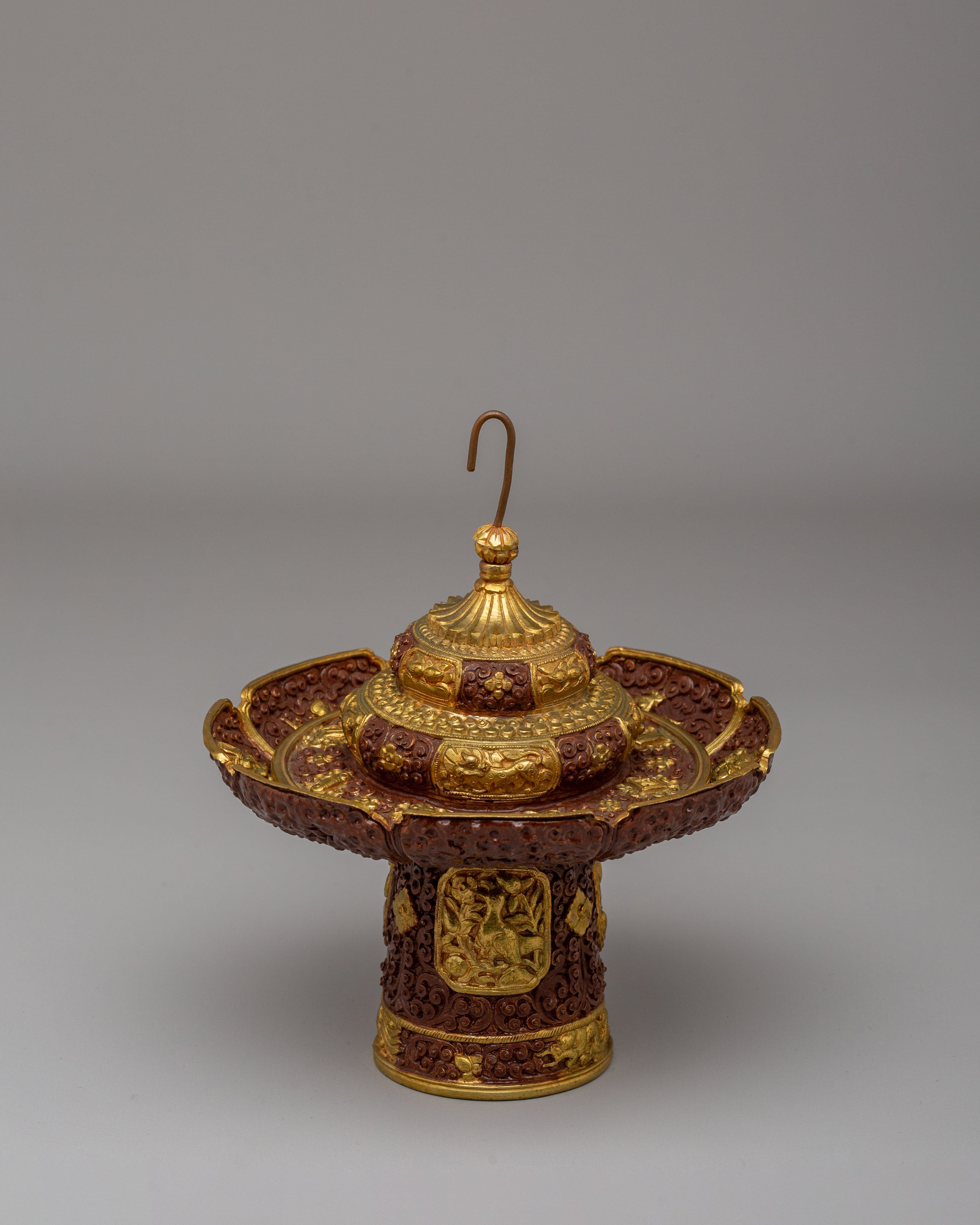 Decorative Himalayan Tea Cup Cover | Traditional Tibetan Ritual Tea Accessory