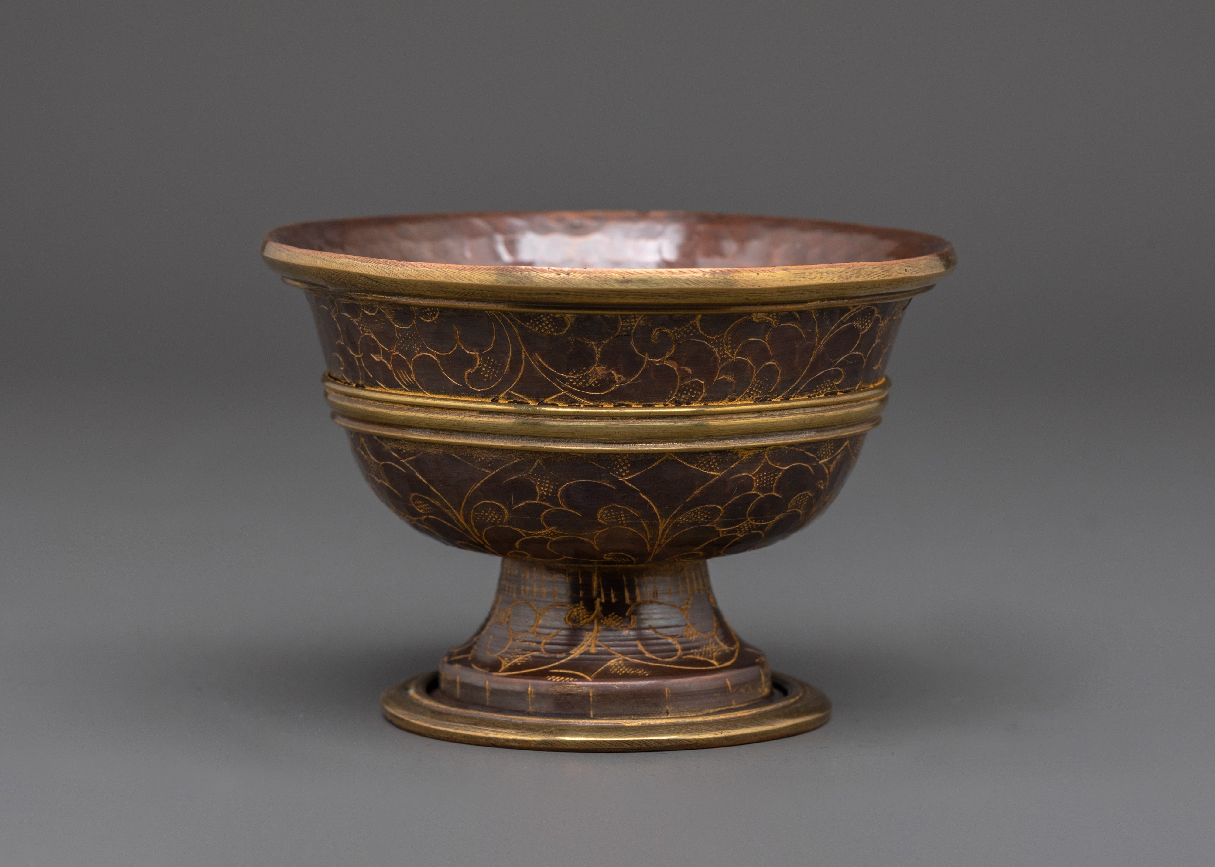 Tibetan Oxidized Copper Offering Bowl Set for Puja | Rituals Crafts