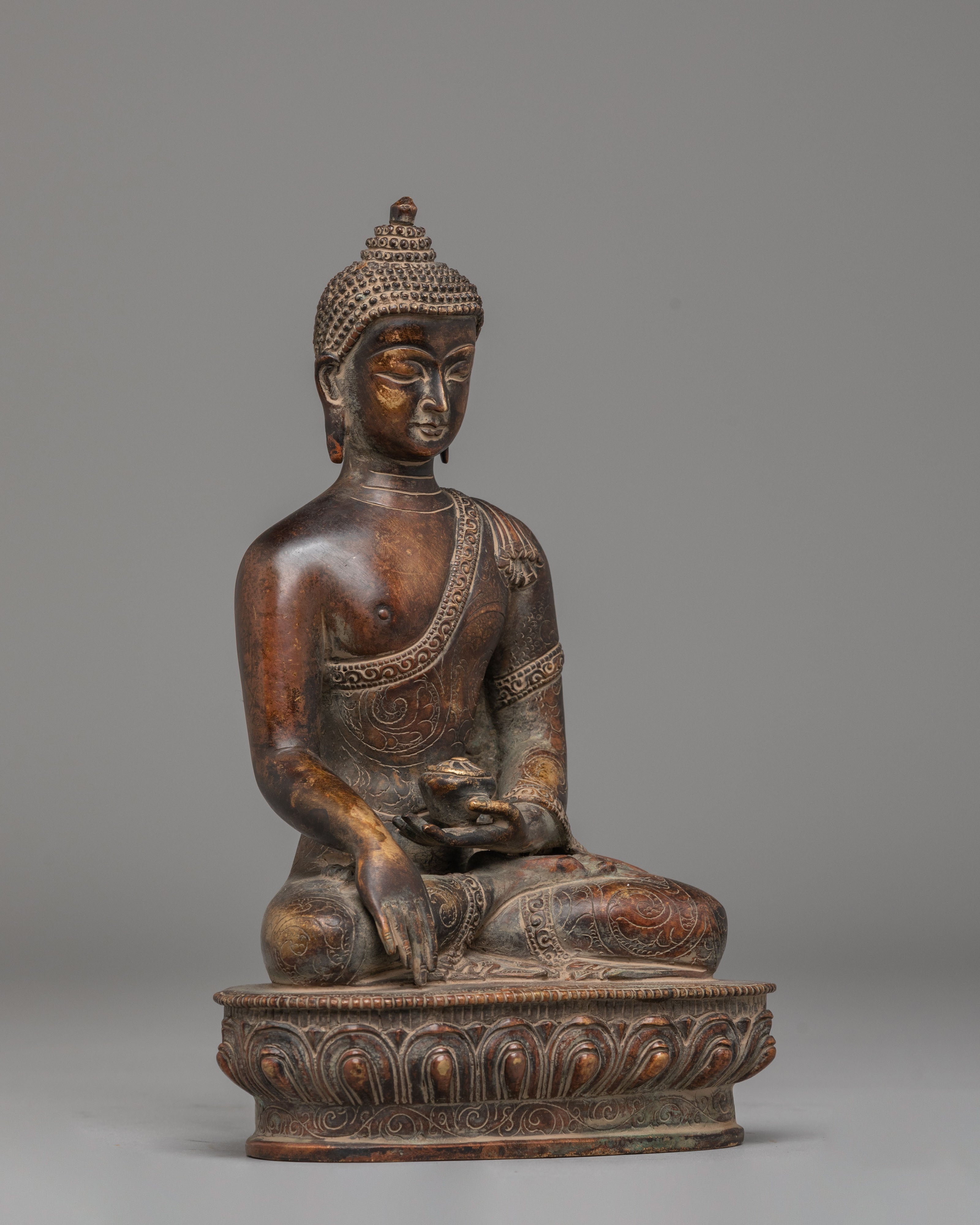 Shakyamuni Buddha Oxidized Tibetan Sculpture for Decor