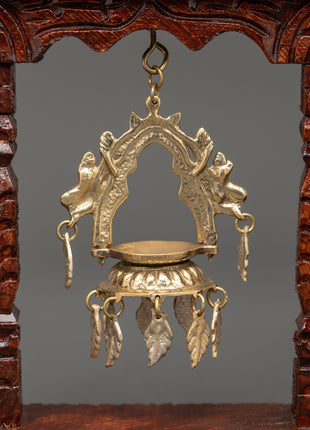 Handcrafted Wooden Khadullu with Brass Dhalucha | Traditional Oil Lamp For Rituals