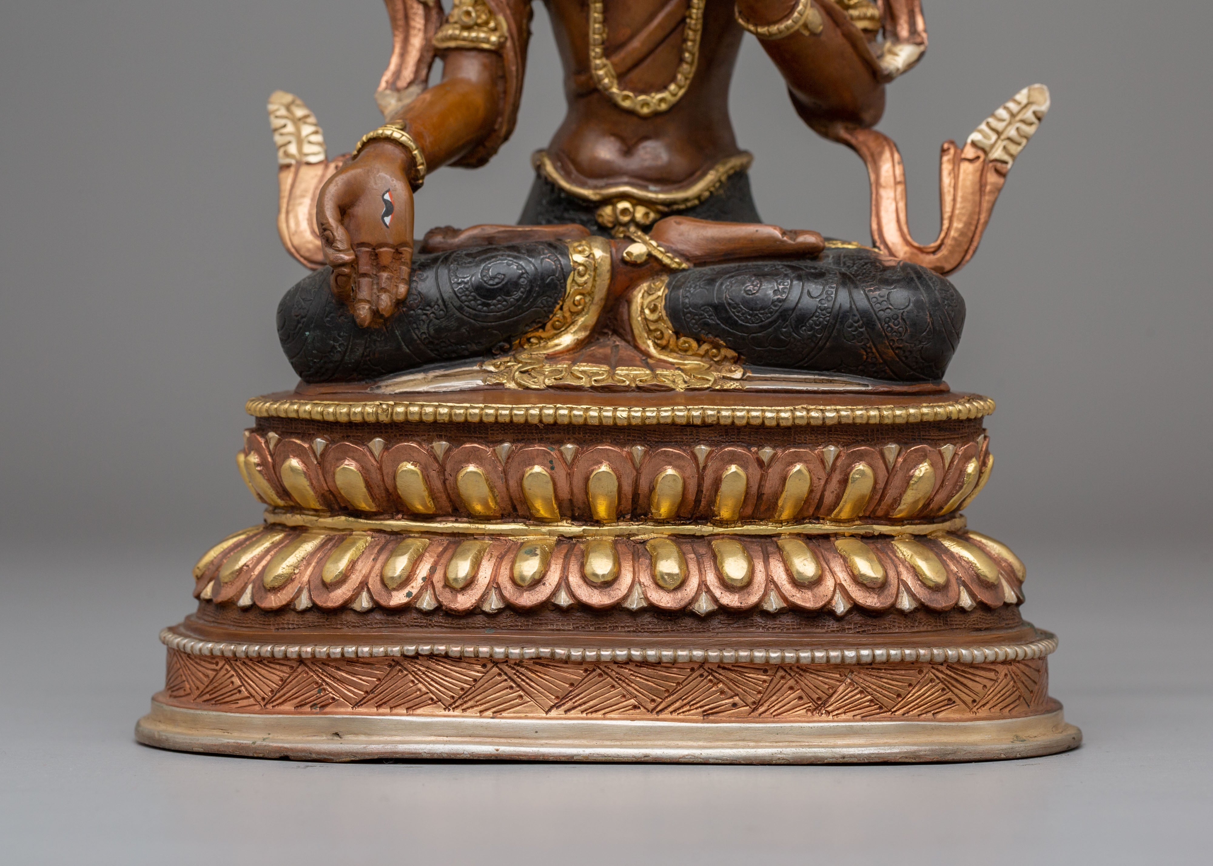Handcrafted Tibetan White Tara Copper Statue | Spiritual Goddess Statue