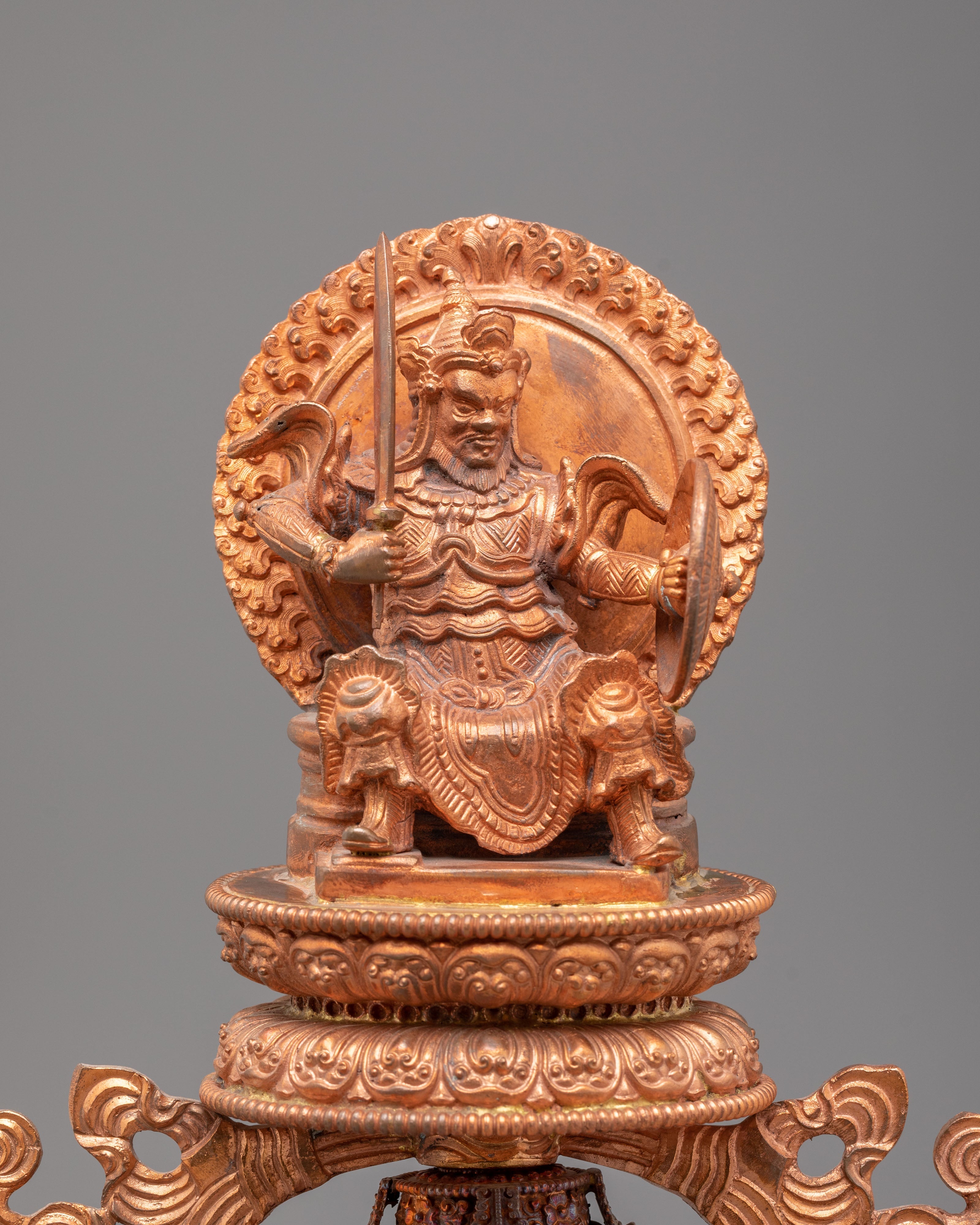 Sacred Buddhist Raja Rani Decorative Set | Copper Royal Figurine Collection