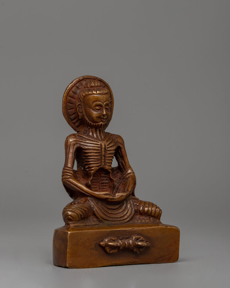 Oxidized Copper Fasting Buddha Statue | Dhyani Buddha Figurine for Spiritual Spaces