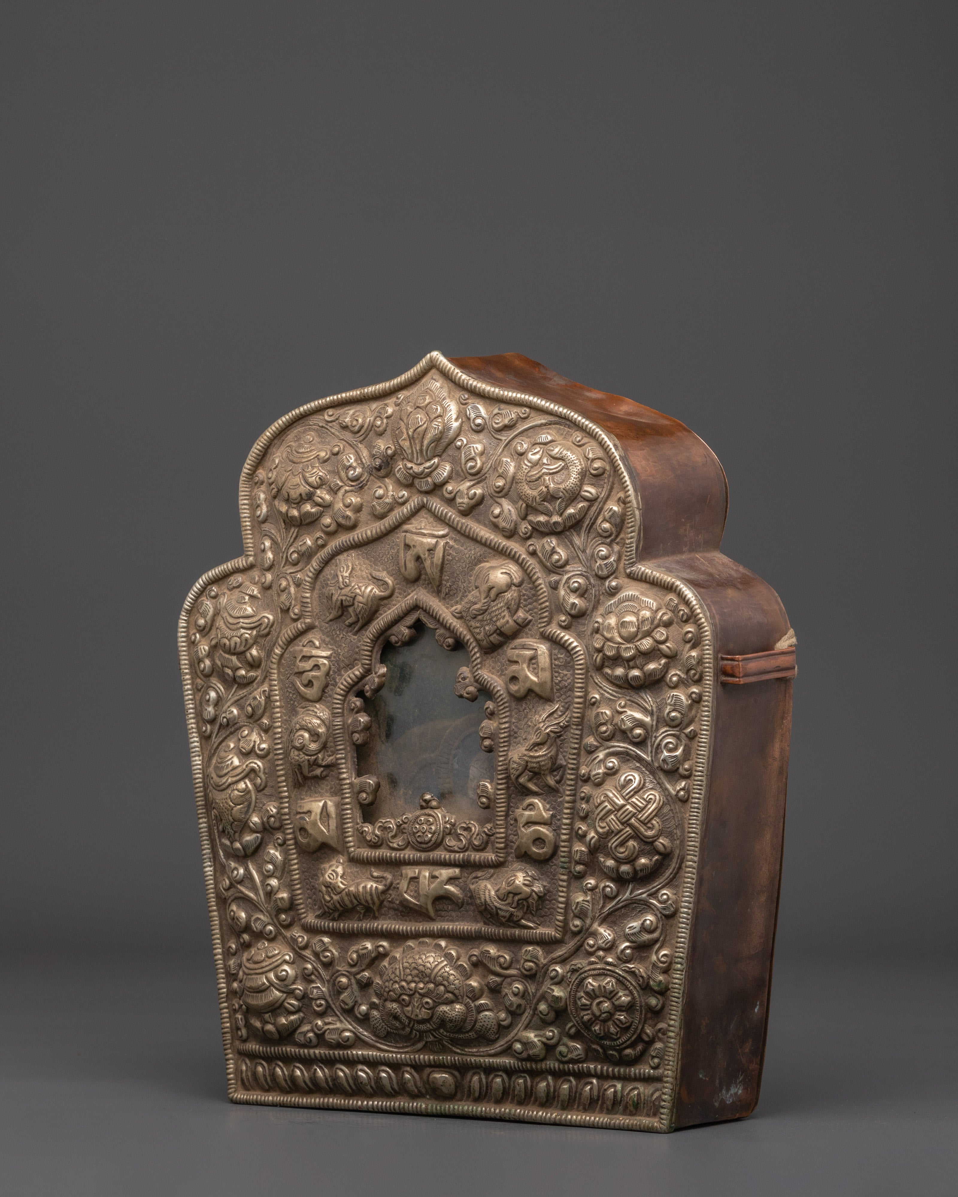 Buddhist Ghau Box with Symbols | Handcrafted Tibetan Shrine Box