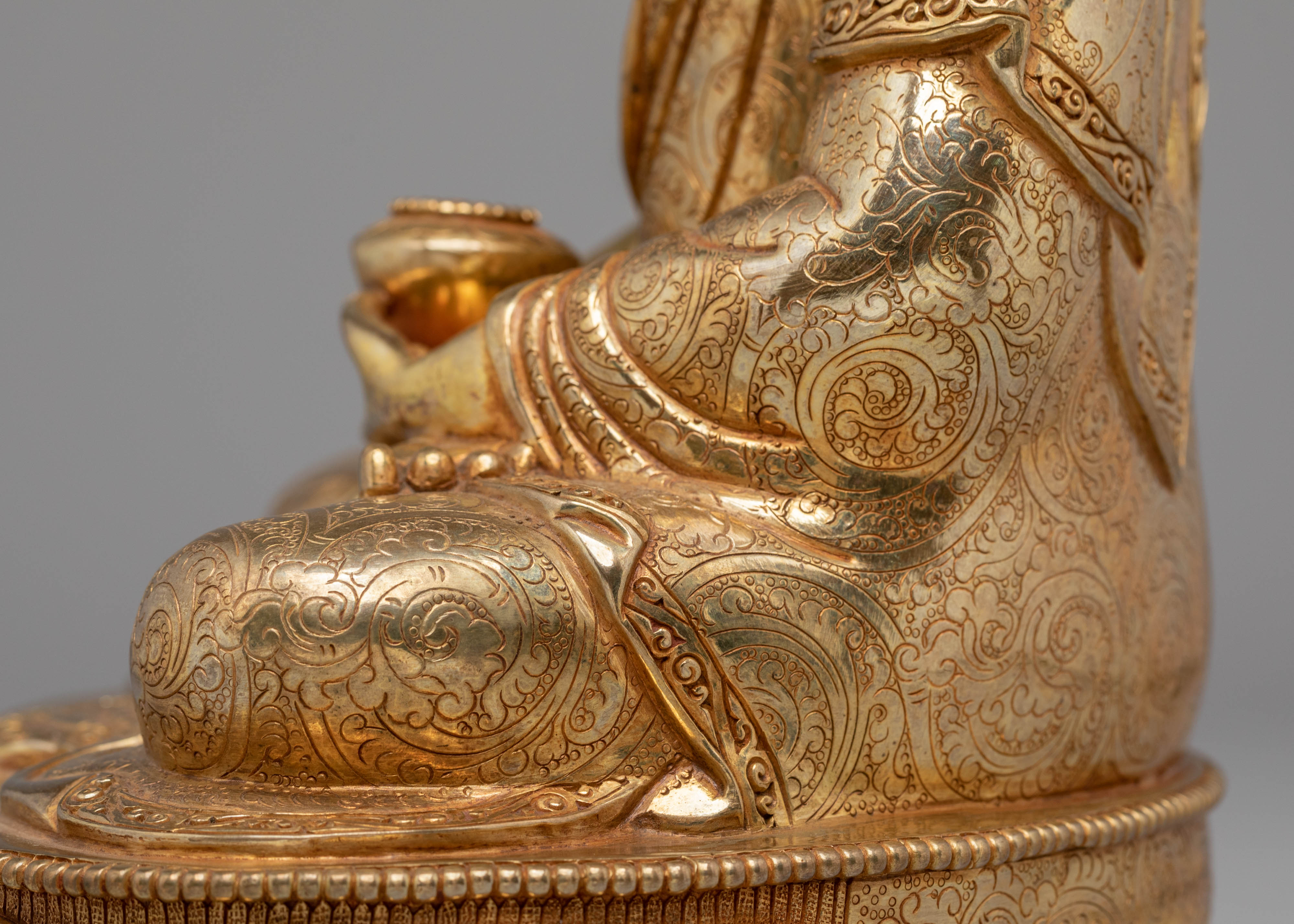 Handcrafted Amitabha Buddha Statue with Copper Body and 24K Gold Gilding