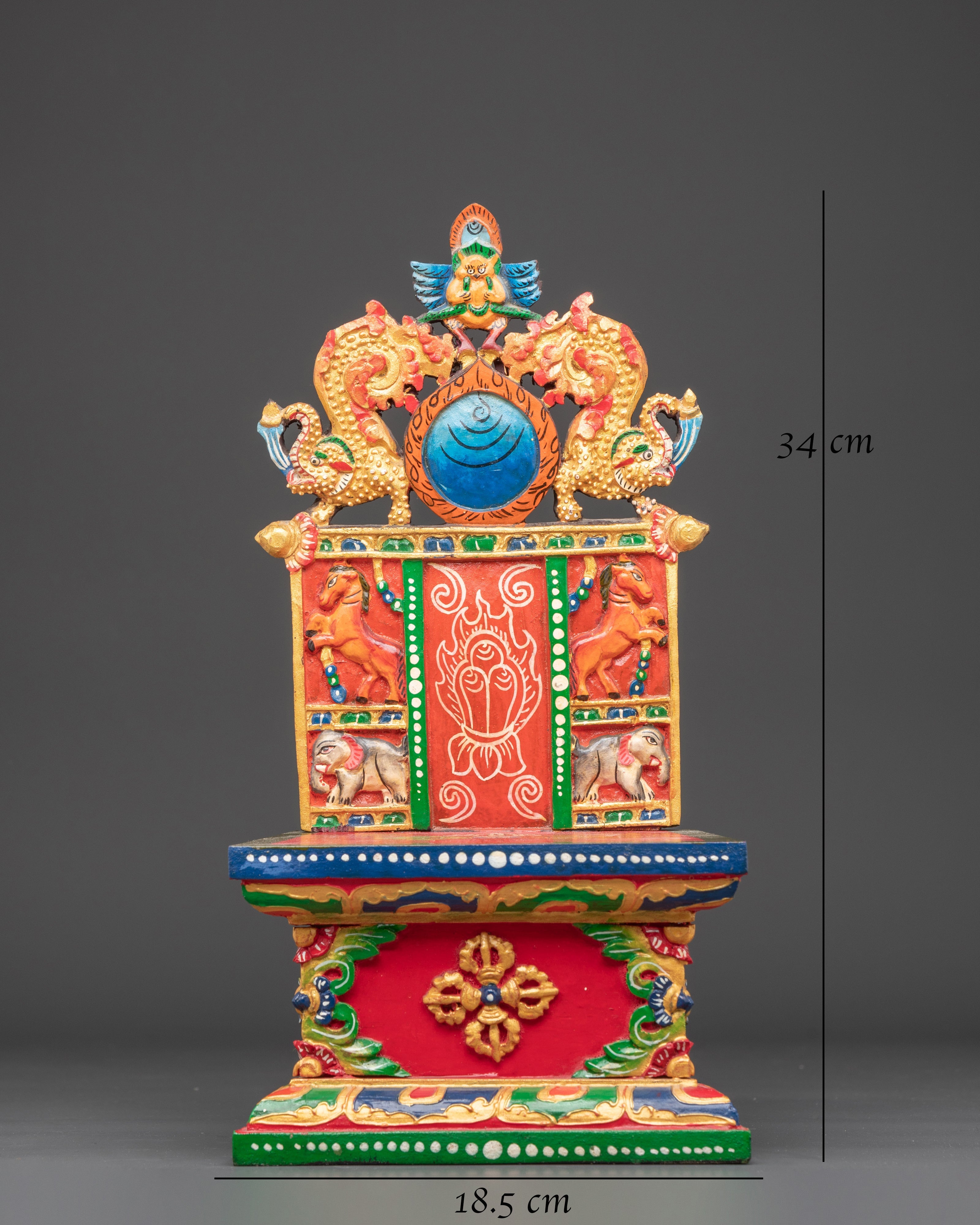 Handmade Traditional Buddhist Shrine Throne | Hand-Painted Tibetan Altar