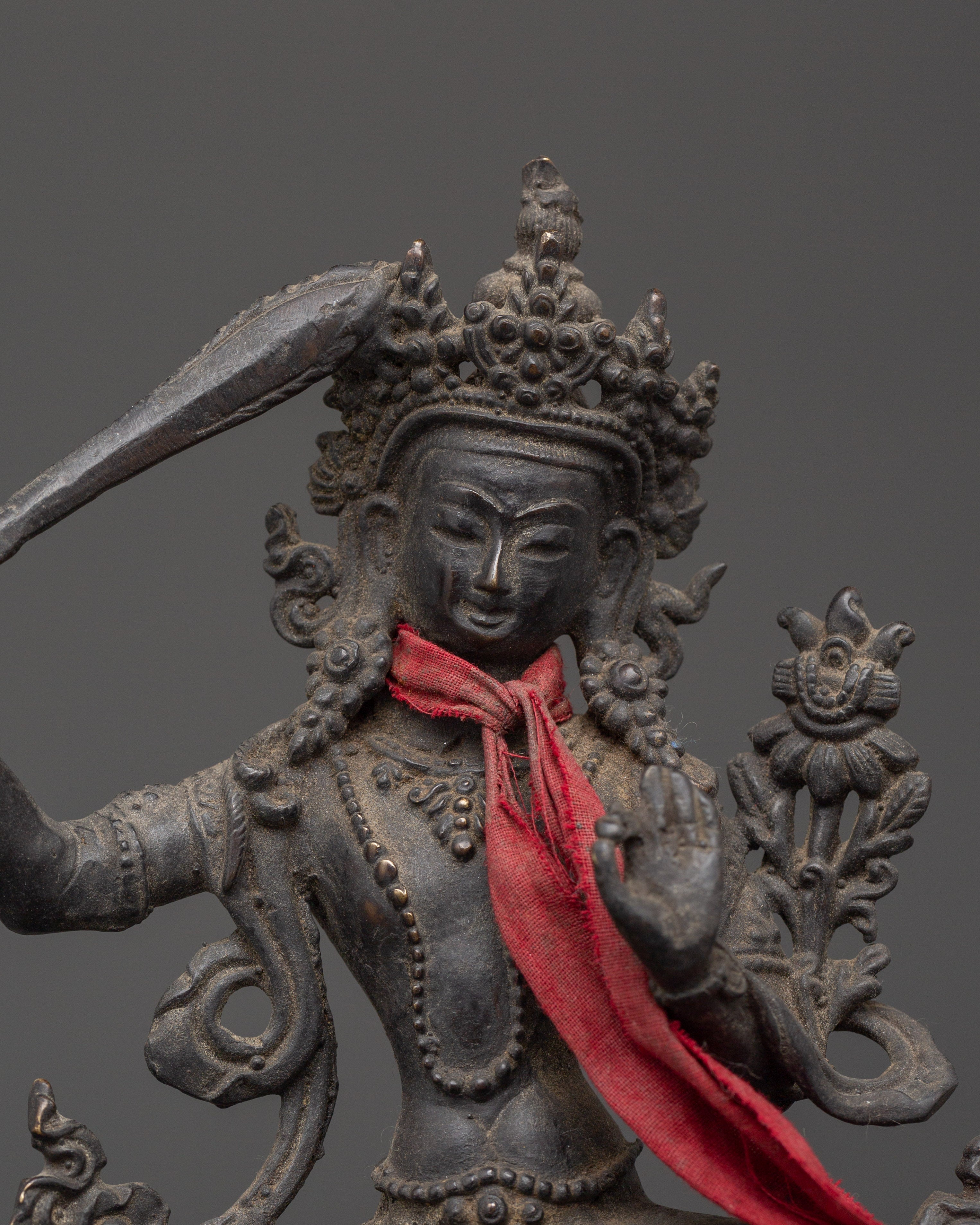 Handcrafted Manjushri Wisdom Bodhisattva Sculpture for Decor