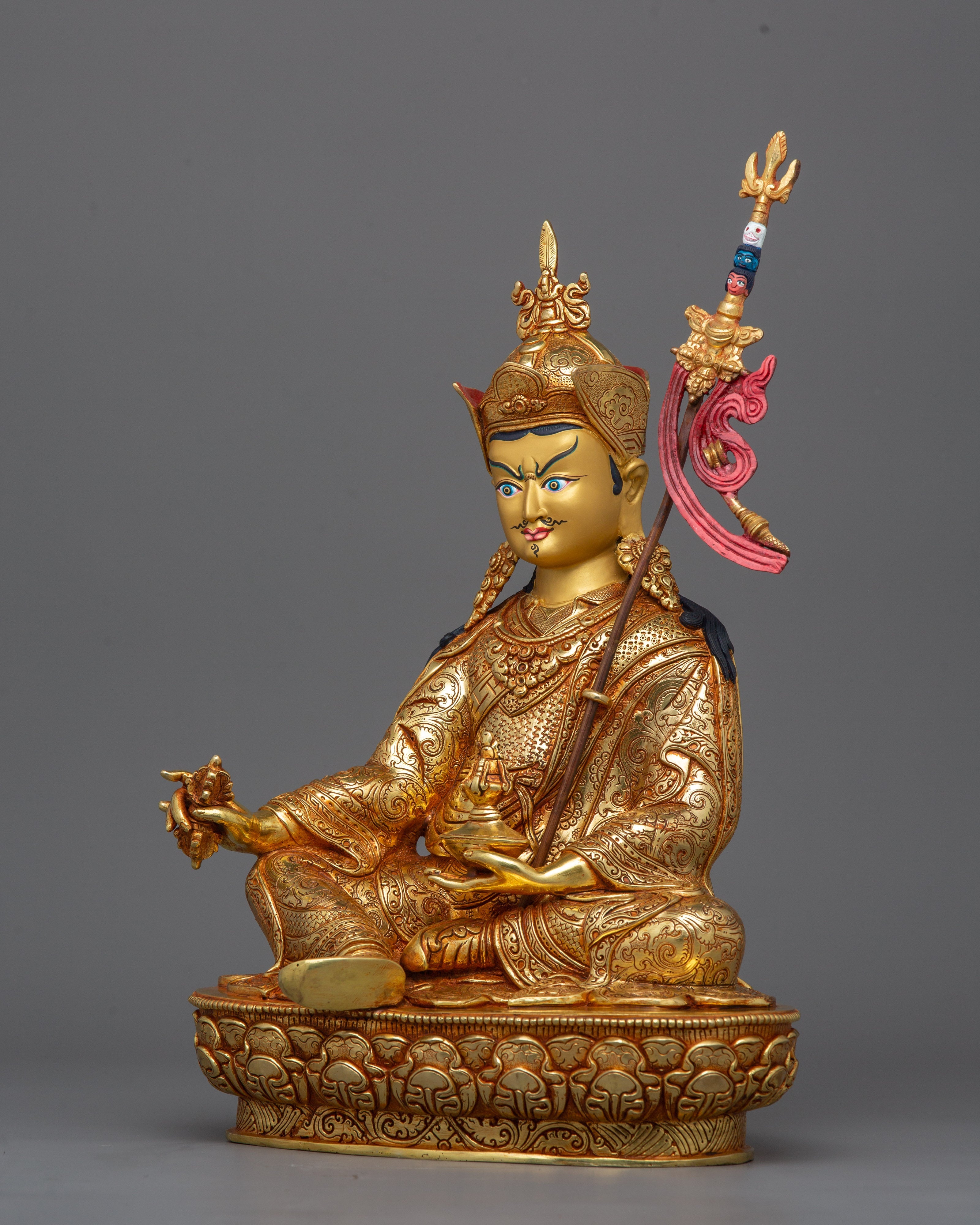 Guru Rinpoche Master of Vajrayana Buddhism Figurine | Artisan Himalayan Craft