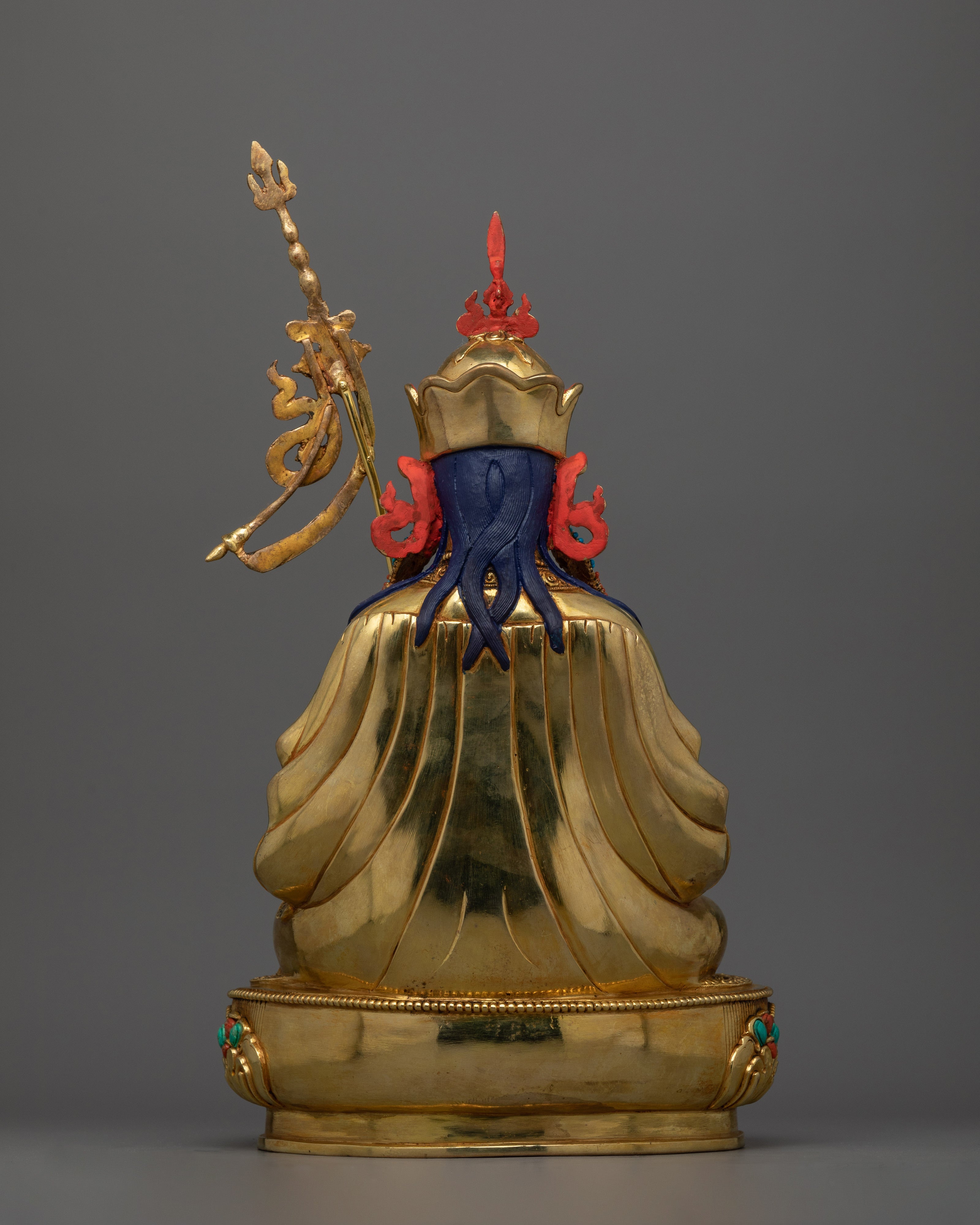 Rare Guru Tsokye Dorje Statue | 24K Gold Gilded with Hand-Carved Gemstones