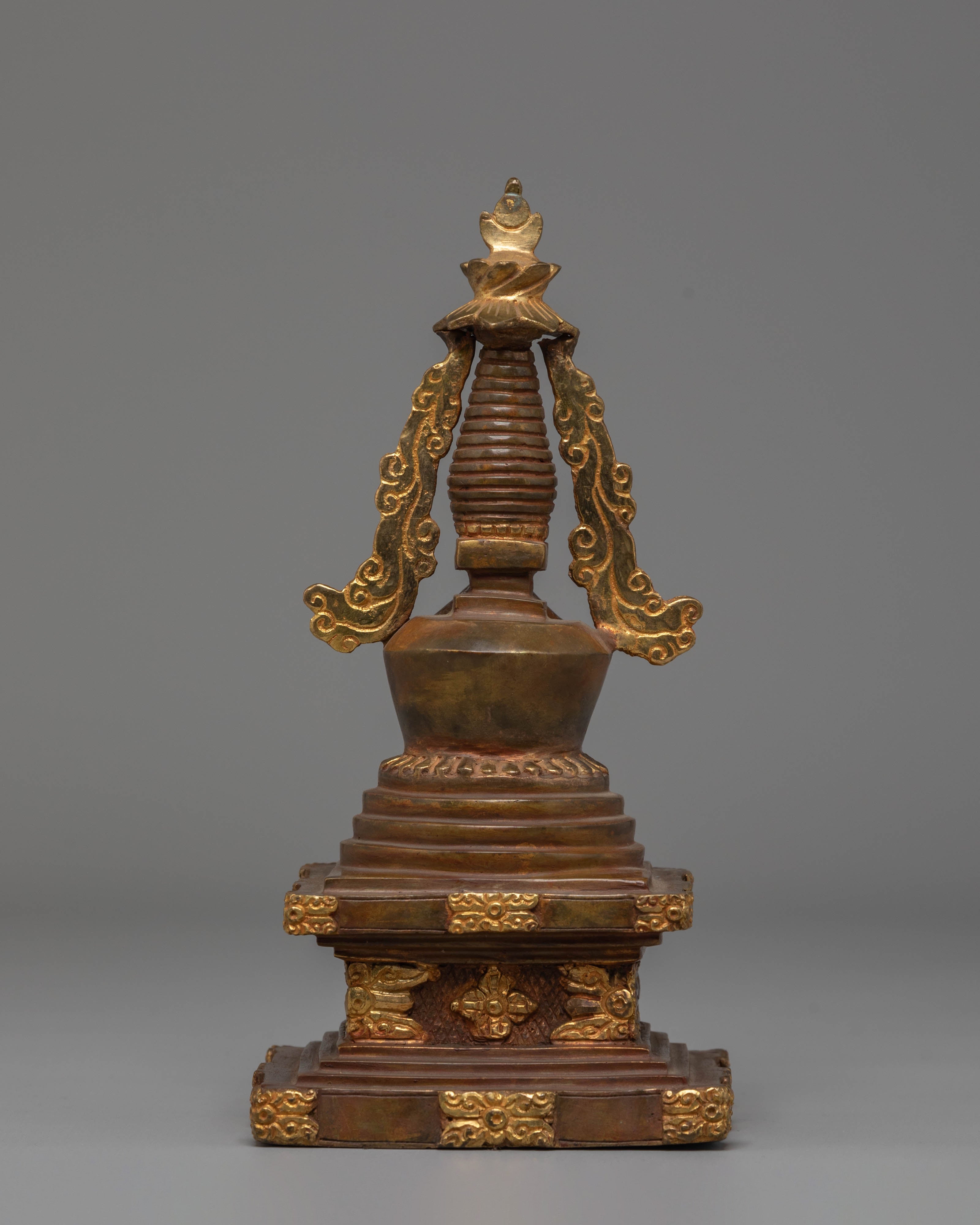 Sacred Copper Stupa Altar Shrine | Spiritual Enlightenment Symbol