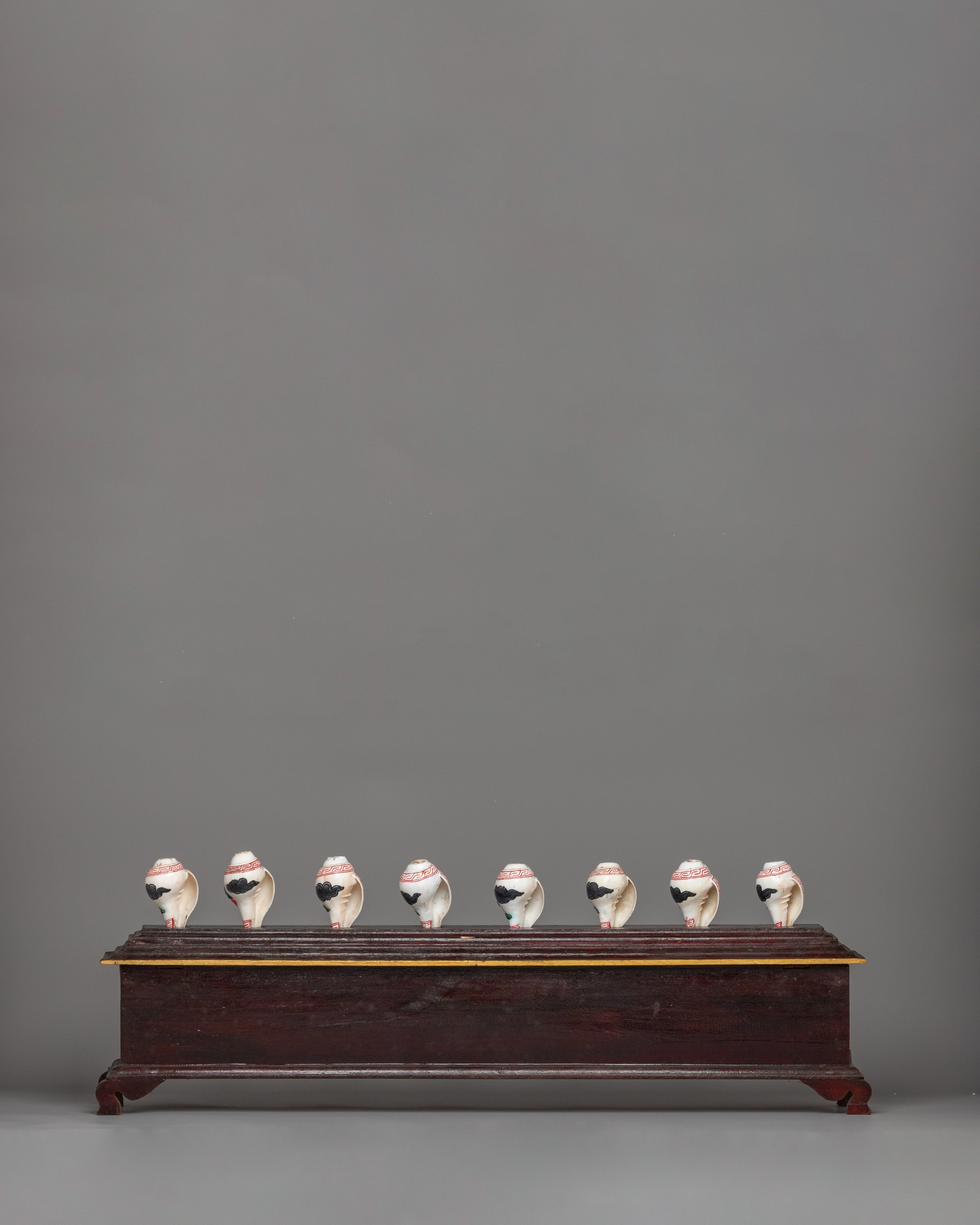 8 Auspicious Symbols Conch Shell Set with Wooden Stand | Ritual Decor&nbsp;