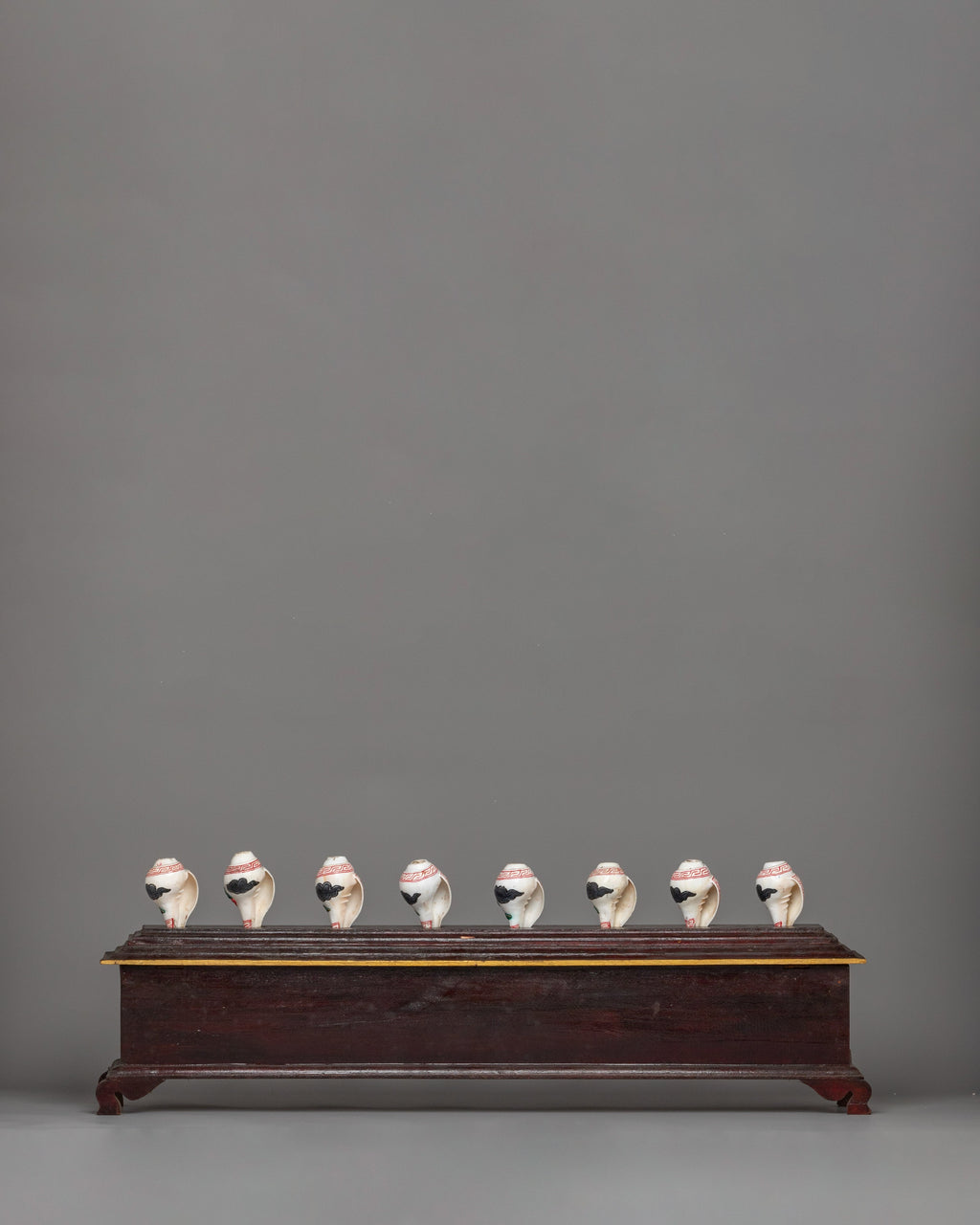 Conch Shell Set 8 Auspicious Symbols Conch Shell Set with Wooden Stand | Ritual Decor&
