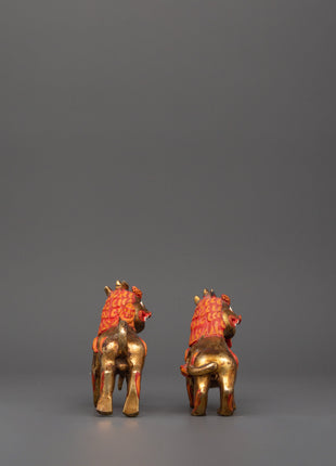 Handcrafted Pair of Tibetan Snow Lion Statues | Foo Dogs Crafts