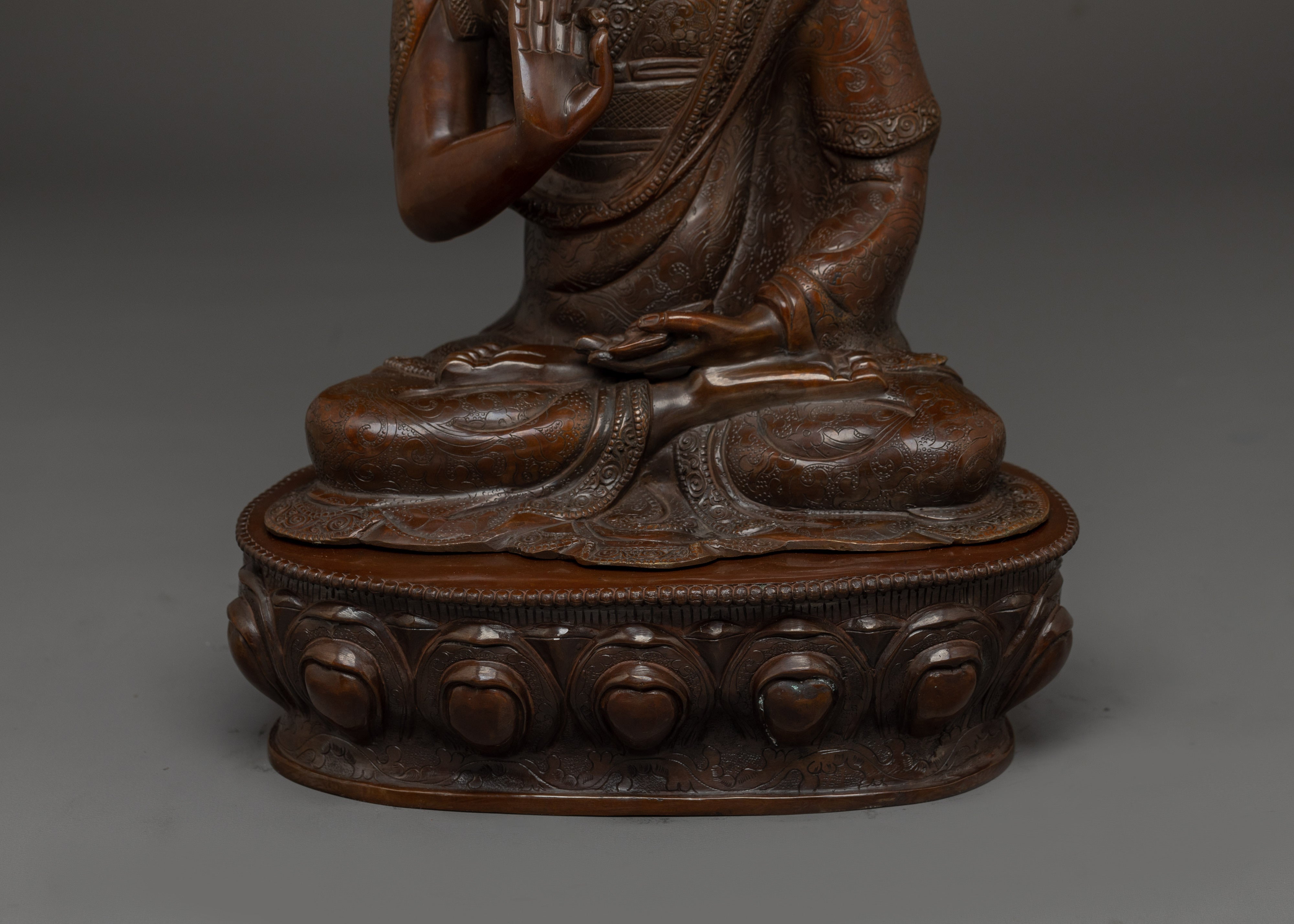 Oxidized Tsongkhapa Set Statue | Himalayan Handcrafted Sculpture