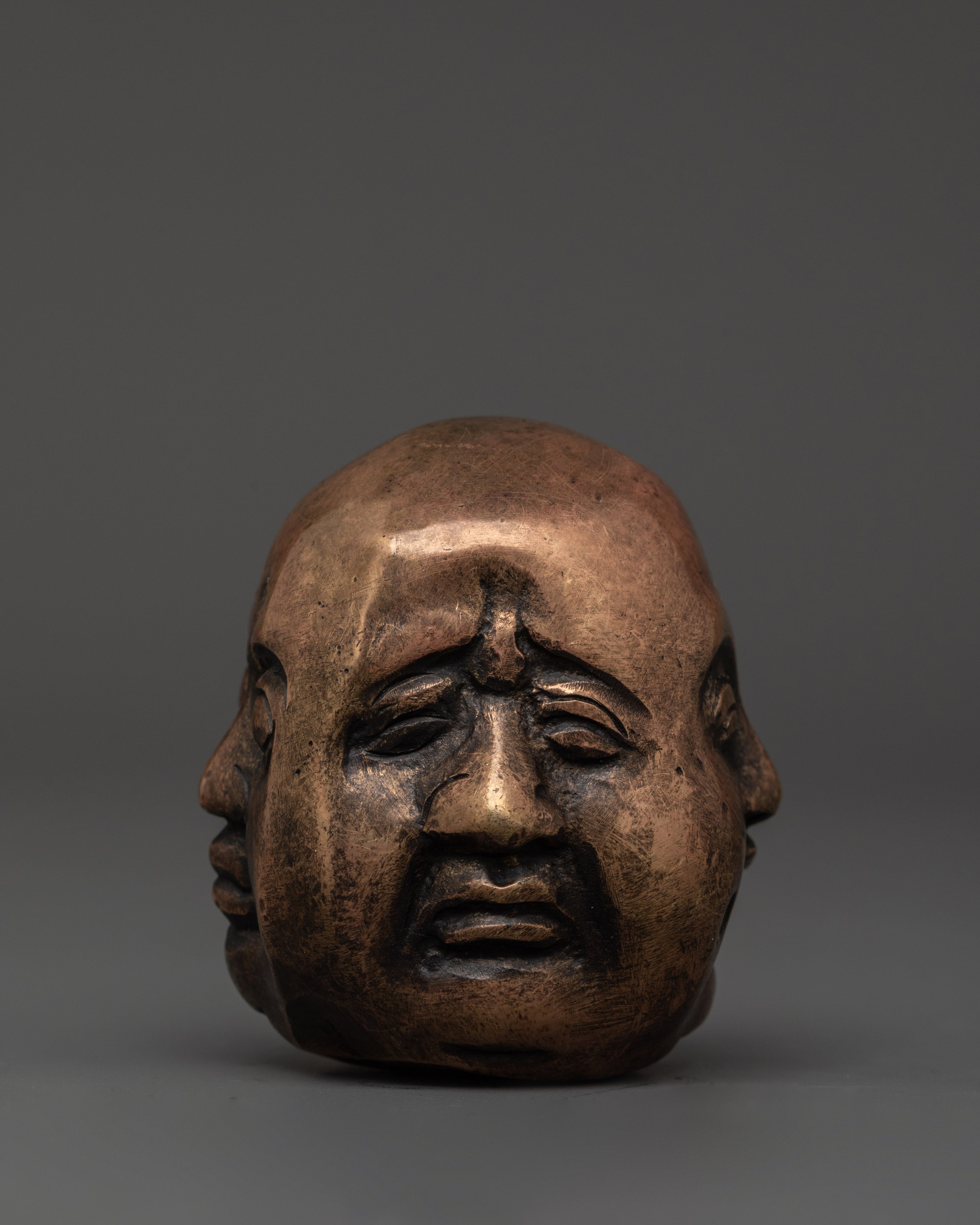 Decorative Laughing Buddha Head | Brass Buddha Sculpture for Home Decor