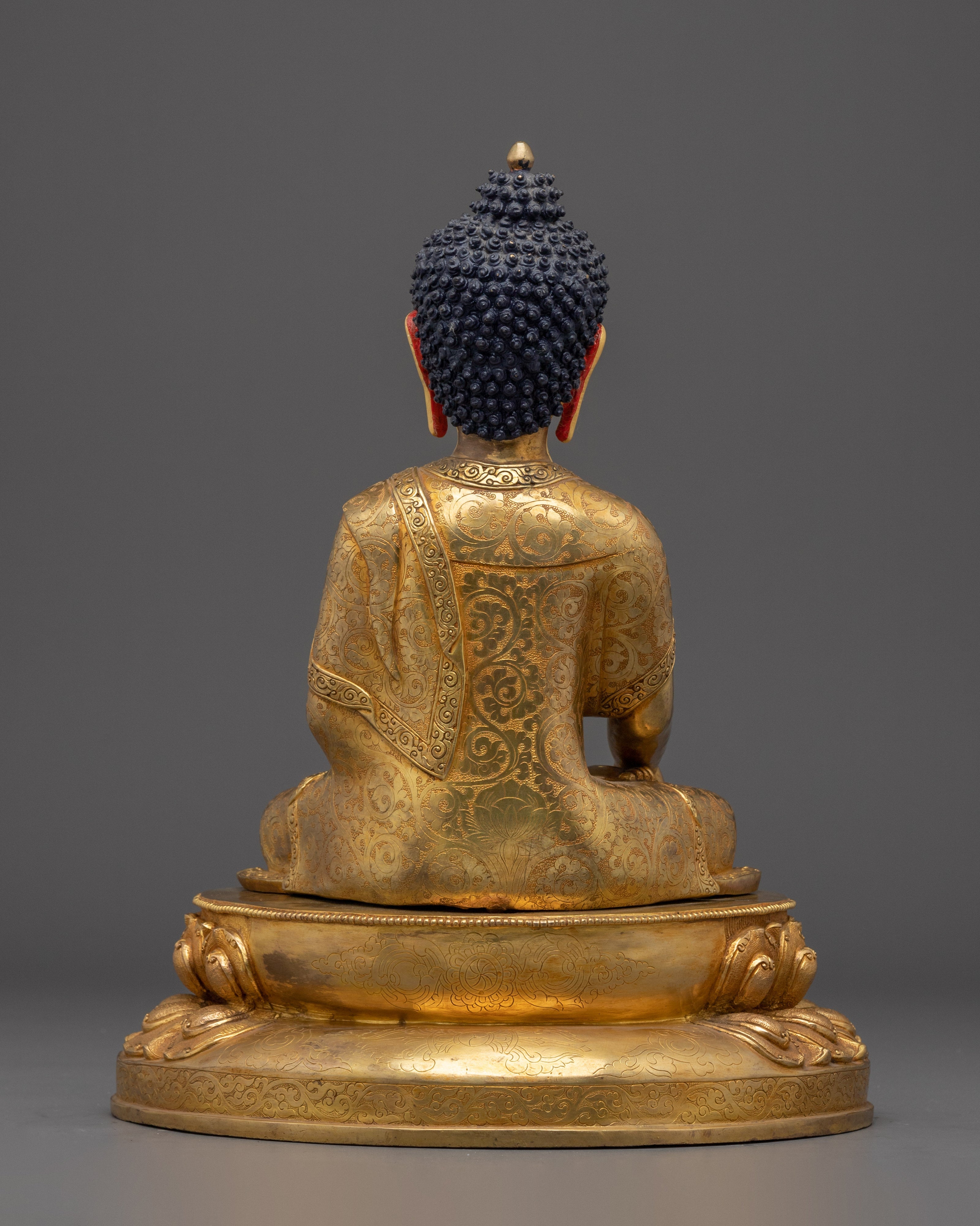 Copper Shakyamuni Buddha in Bhumisparsha Murda | Fire Gold Plated