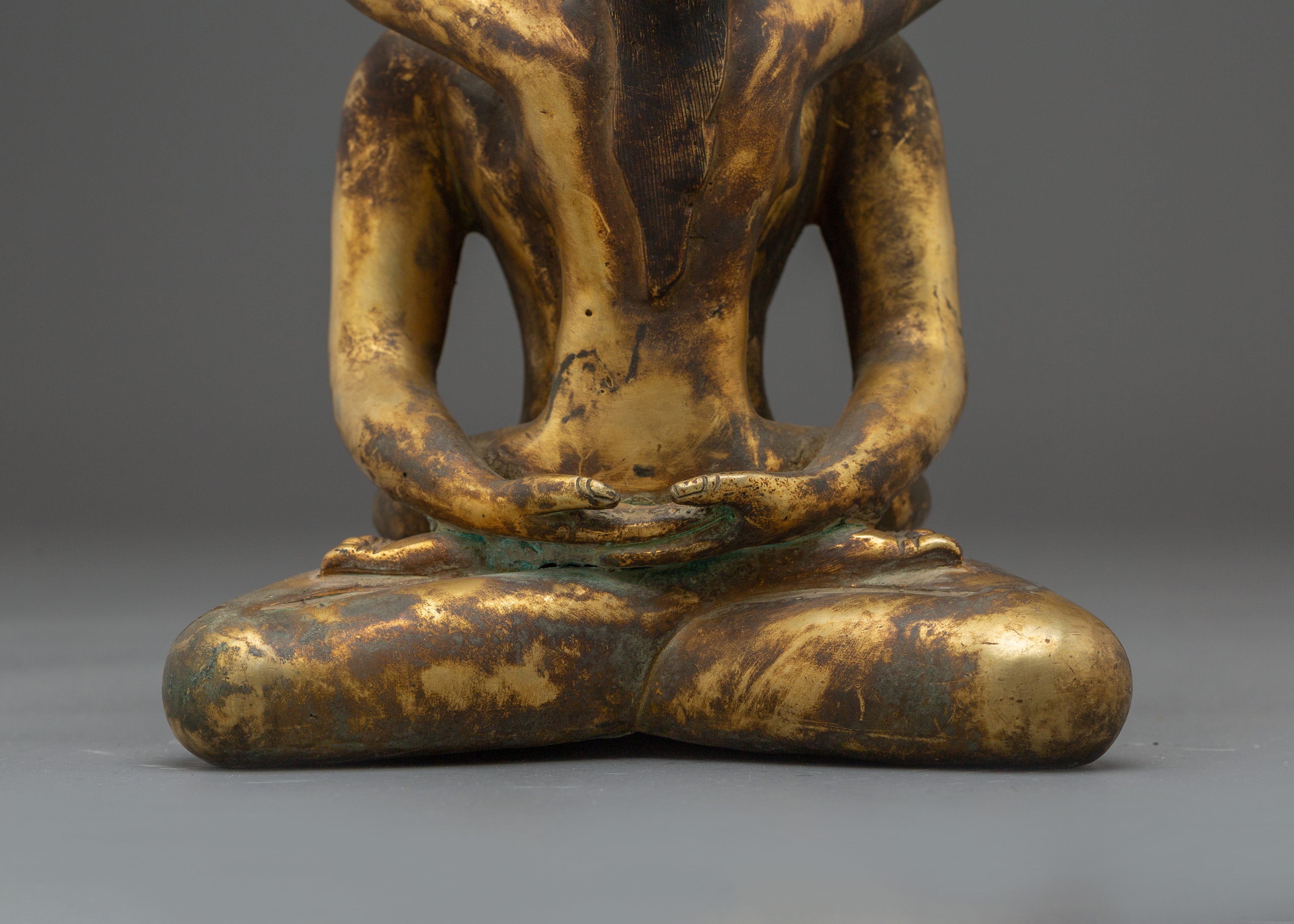 Samantabhadra Copper and Gold Plated Statue | Tibetan Yab Yum Artwork