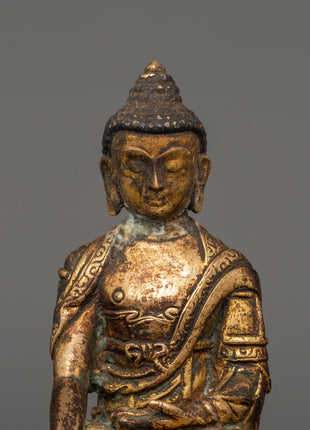 Shakyamuni Buddha Buddhist Altar Decor | Sacred Antique Copper Statue for Meditation