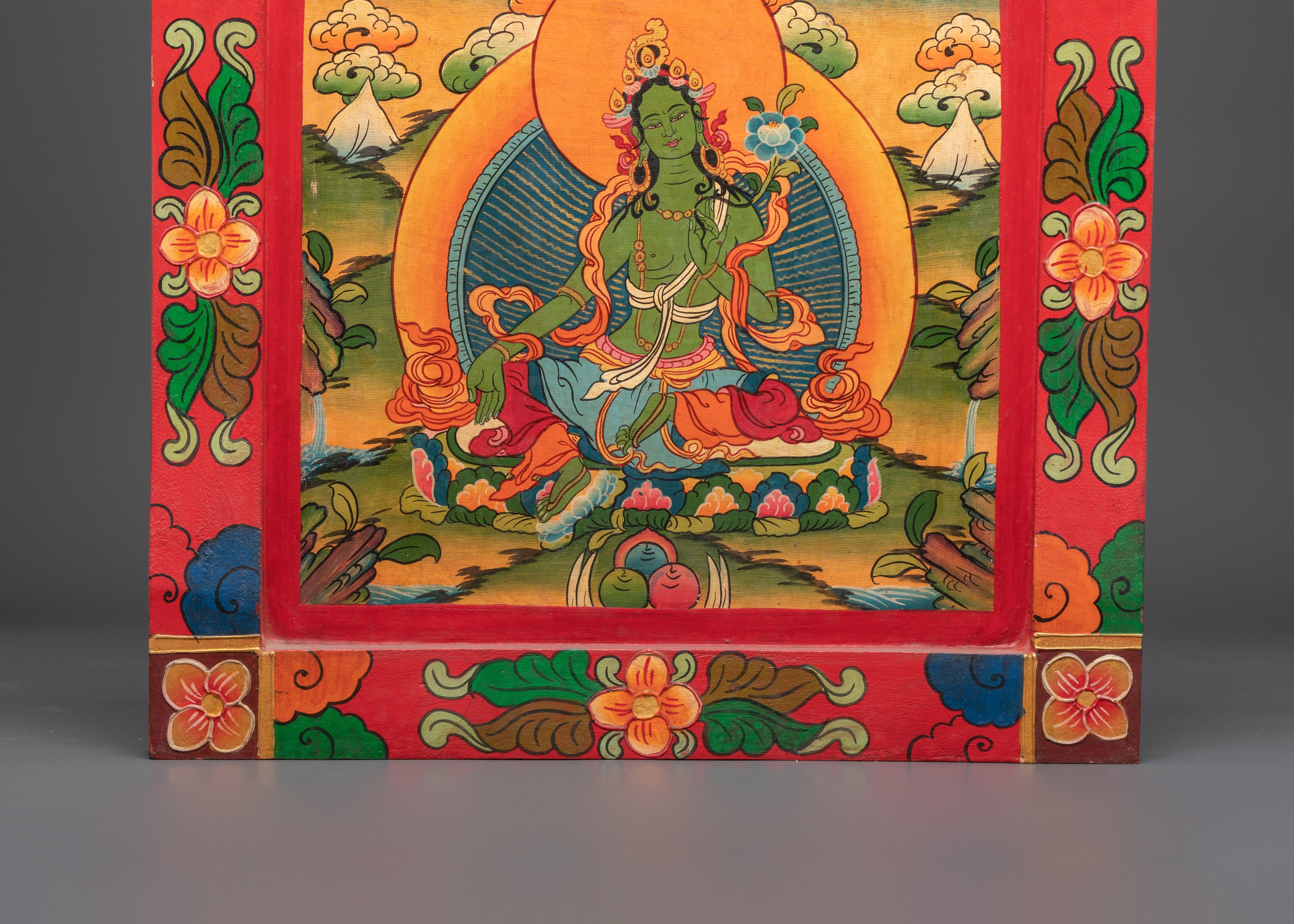 Tibetan Green Tara Wall Hanging | Handcrafted Buddhist Wall Art