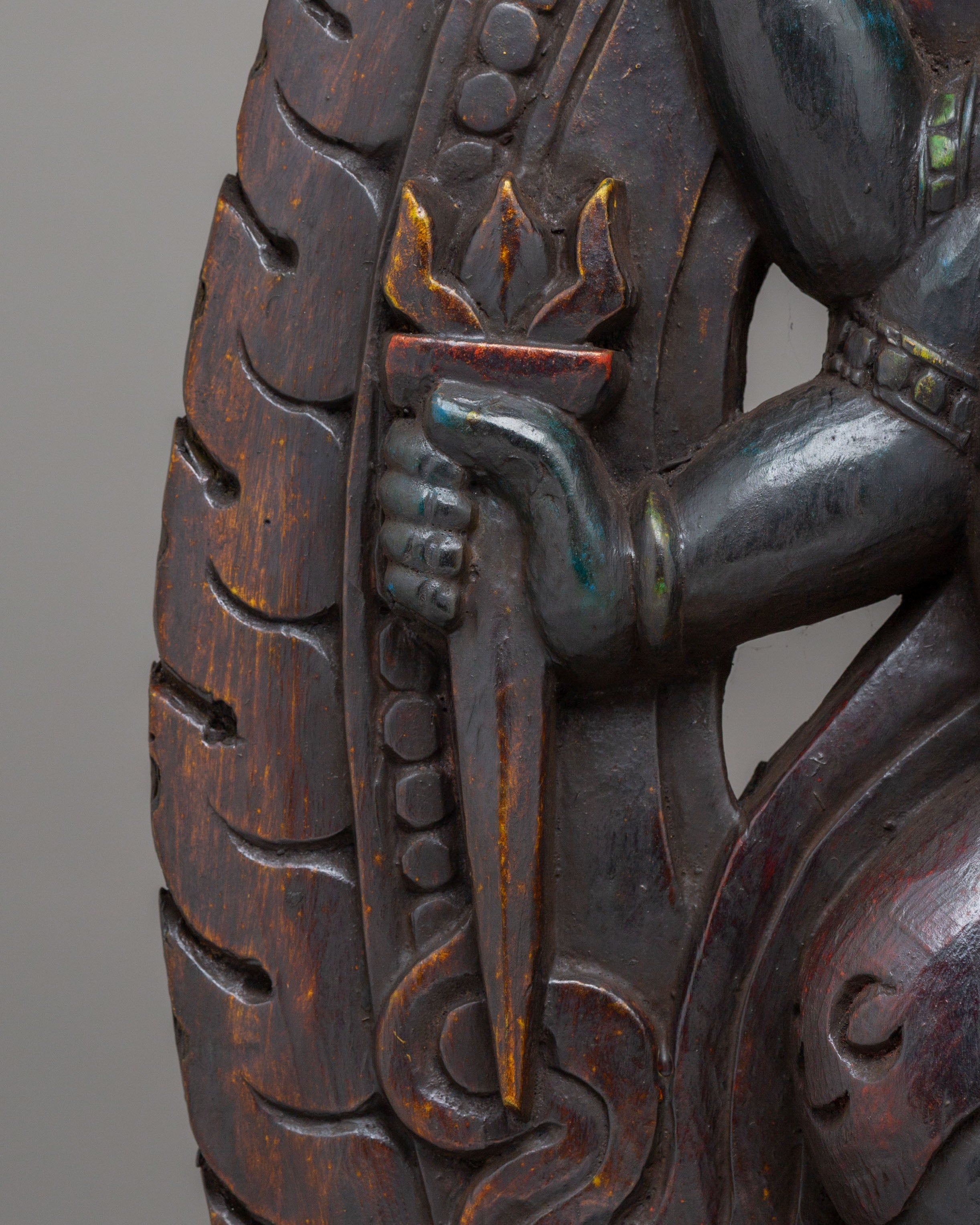 Handcrafted Kal Bhairav Statue | Wooden Kal Bhairav Statue