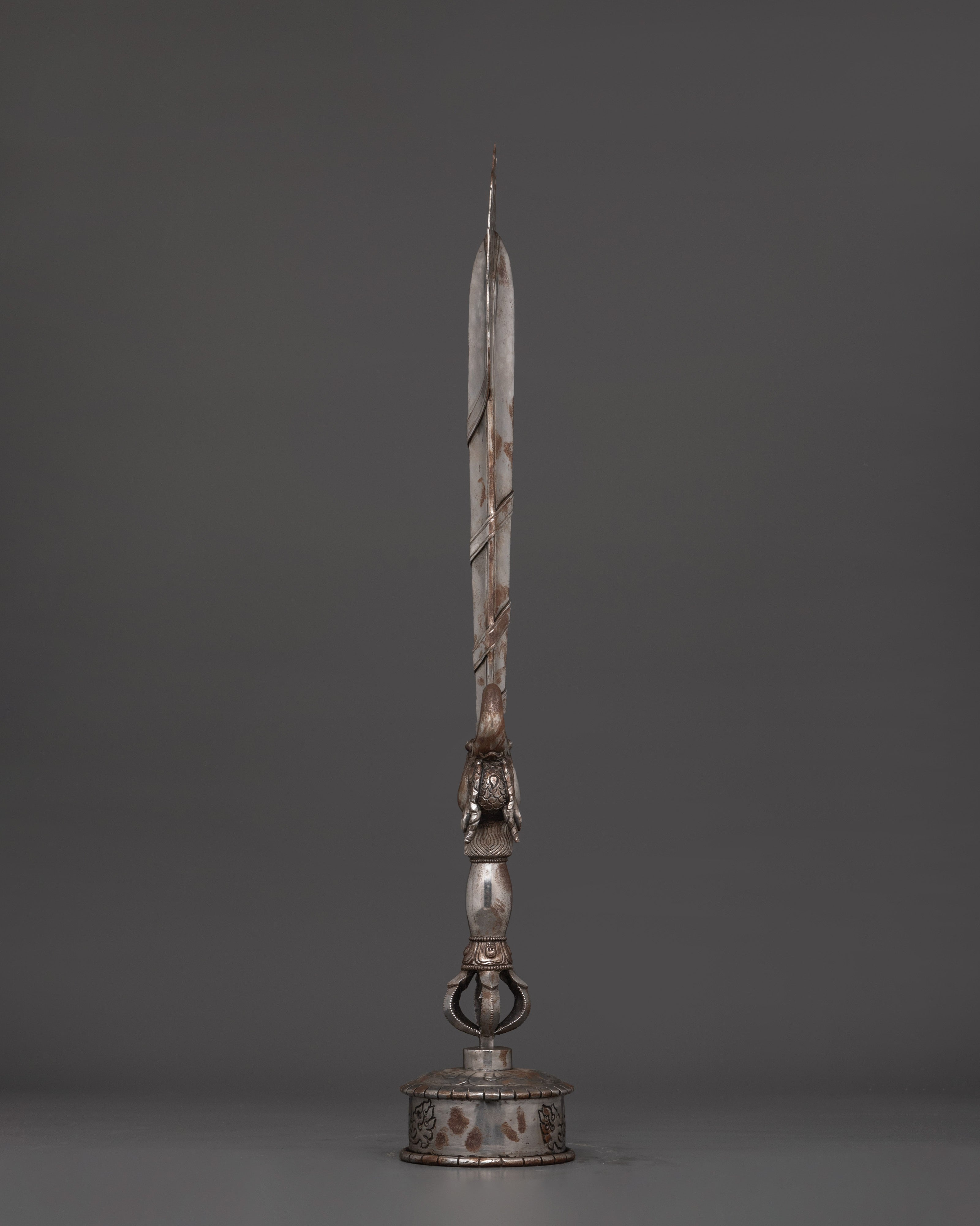 Dragon-Head Ritual Sword with Stand | Handcrafted Iron Blade