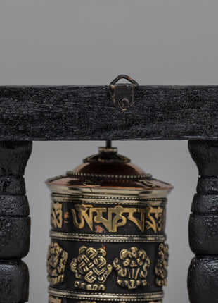 Tibetan Prayer Wheel with Intricate Mantra Design | Buddhist Spiritual Tool and Decor