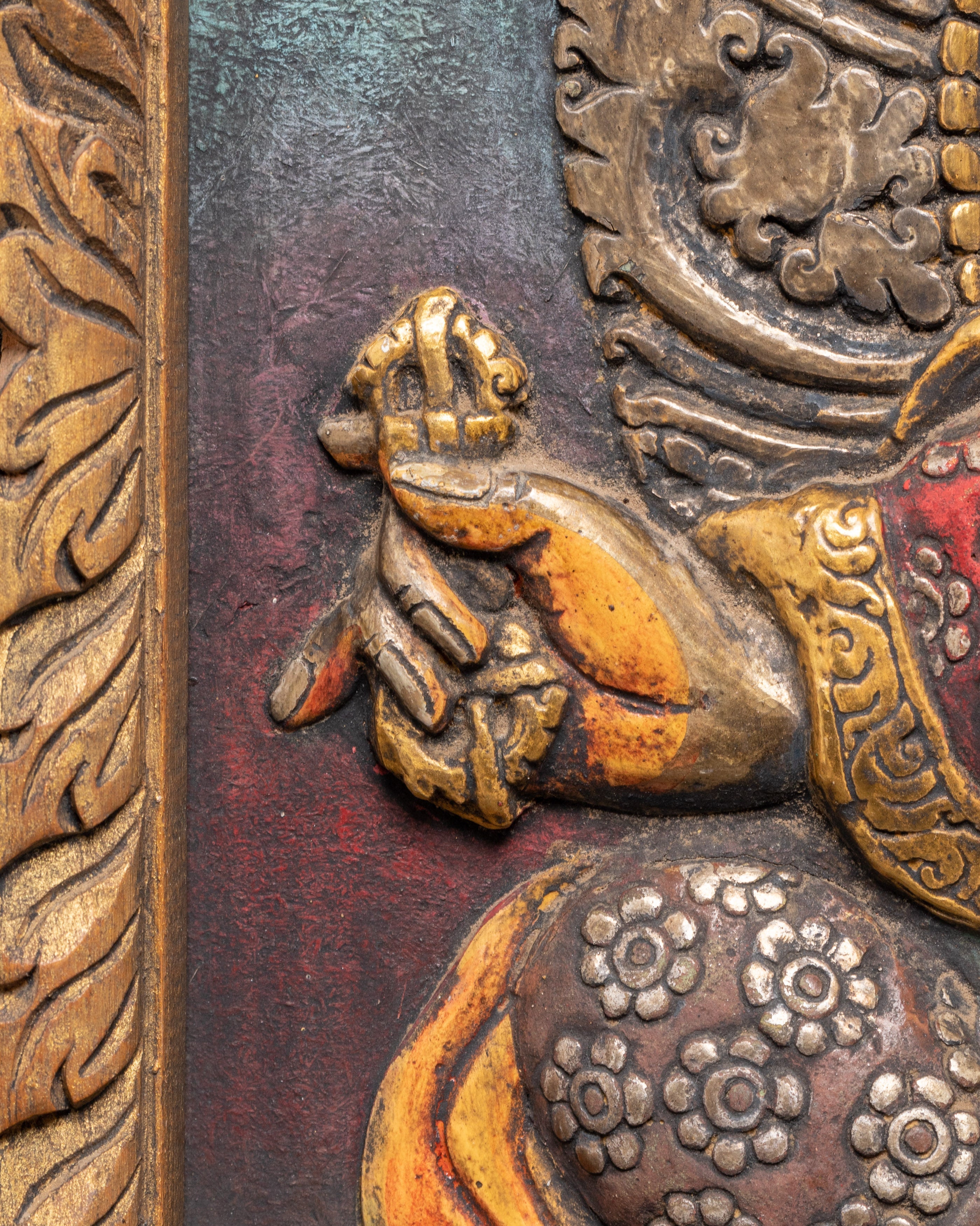 Wooden Frame Guru Rinpoche Wall Hanging | Symbol of Blessings and Protection