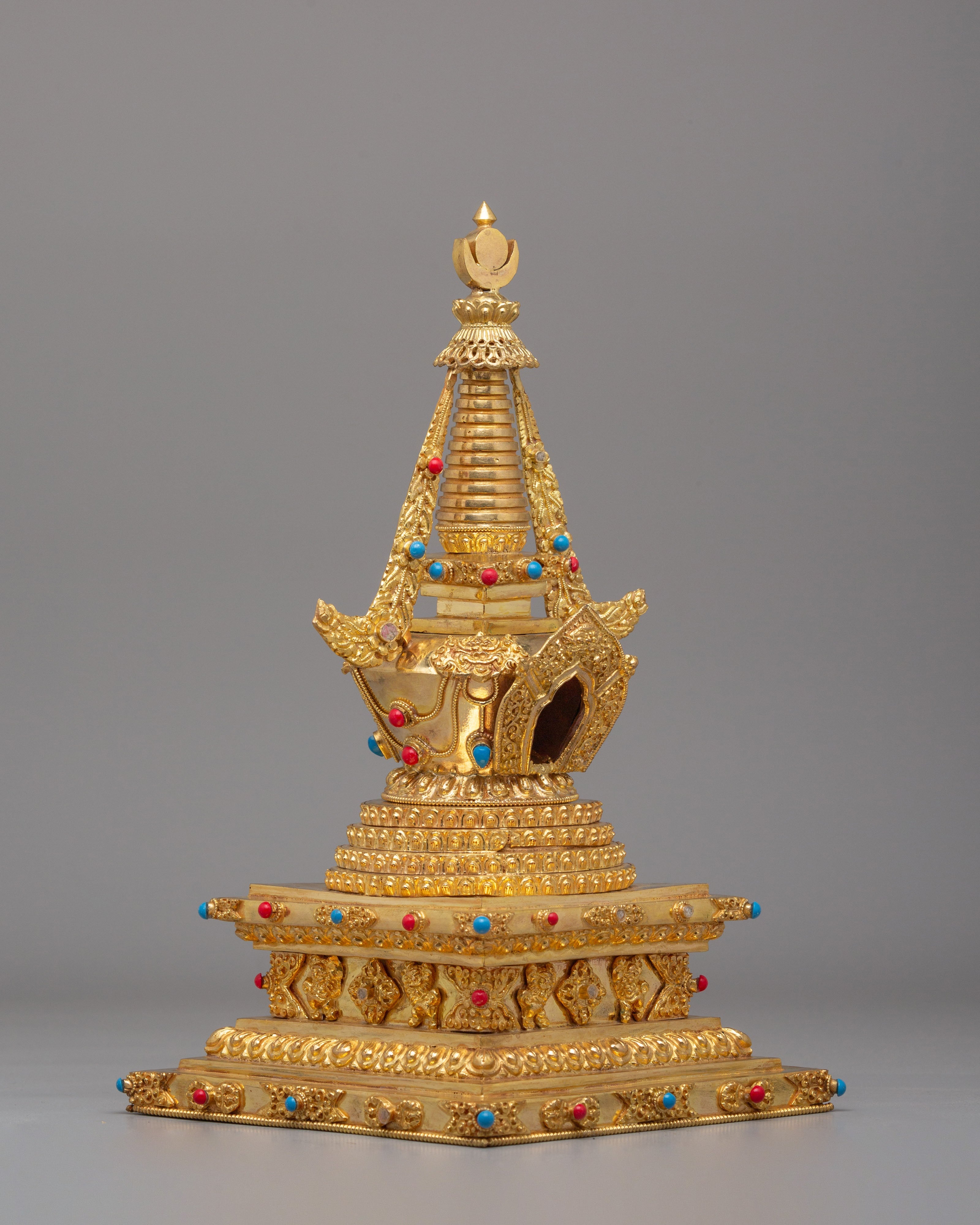 Gold Plated Altar Namgyalma Stupa | Handcrafted Tibetan Buddhist Stupa