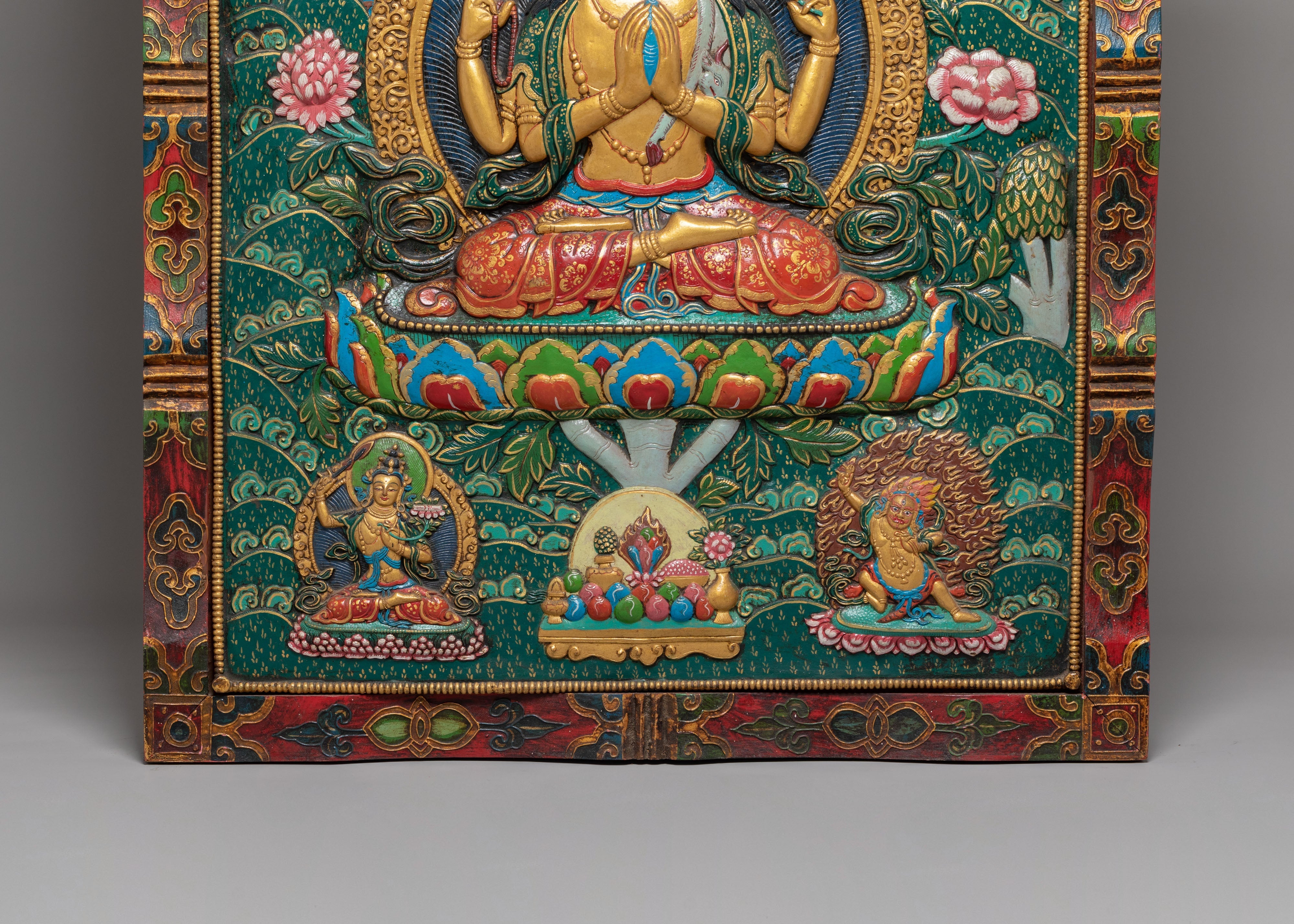Bodhisattva Chenresig Thangka Wall Hanging | Tibetan Avalokiteshvara Decor