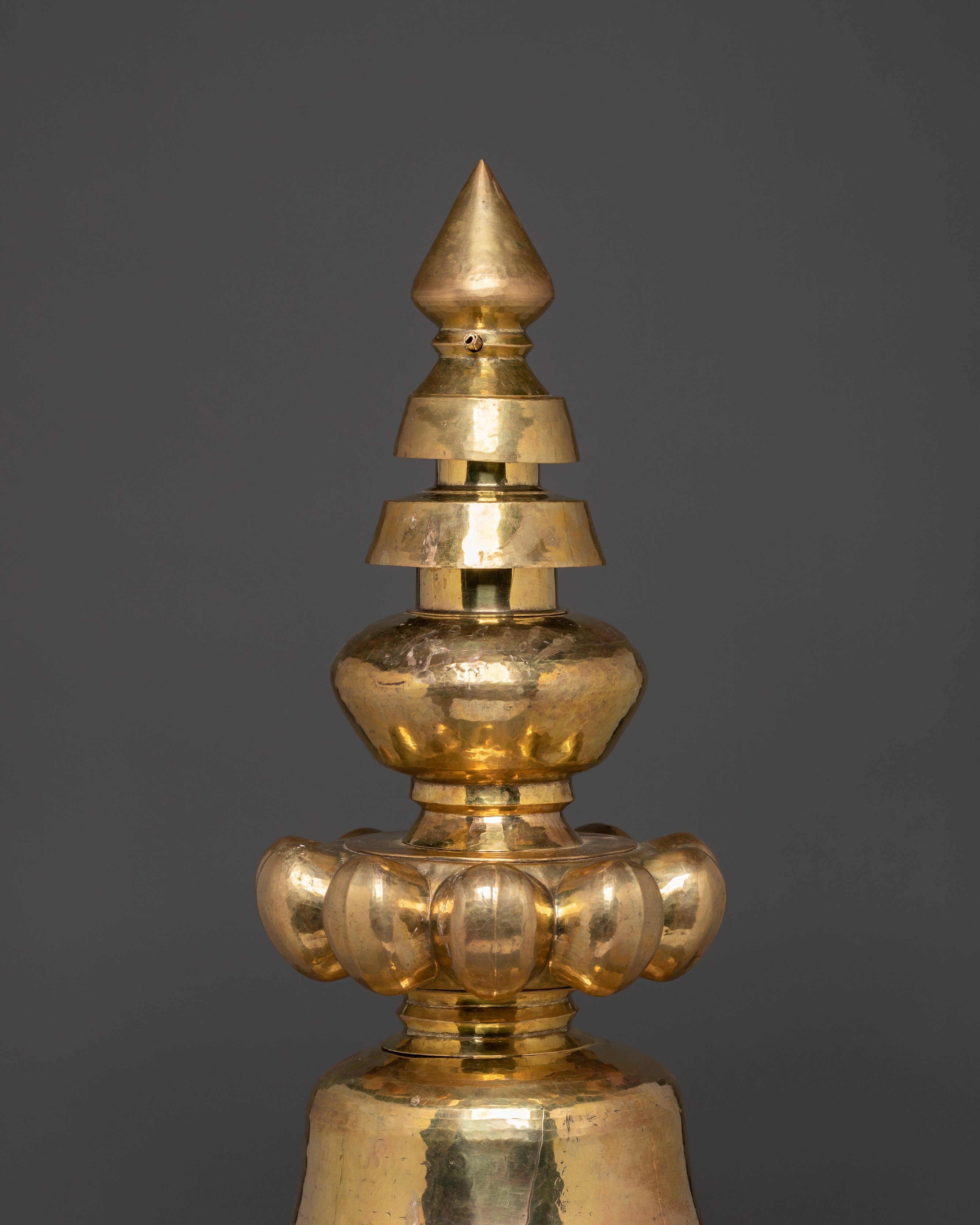 Tibetan Shrine Top Piece Gajur | Handcrafted Brass Buddhist Finial for Stupas & Altars