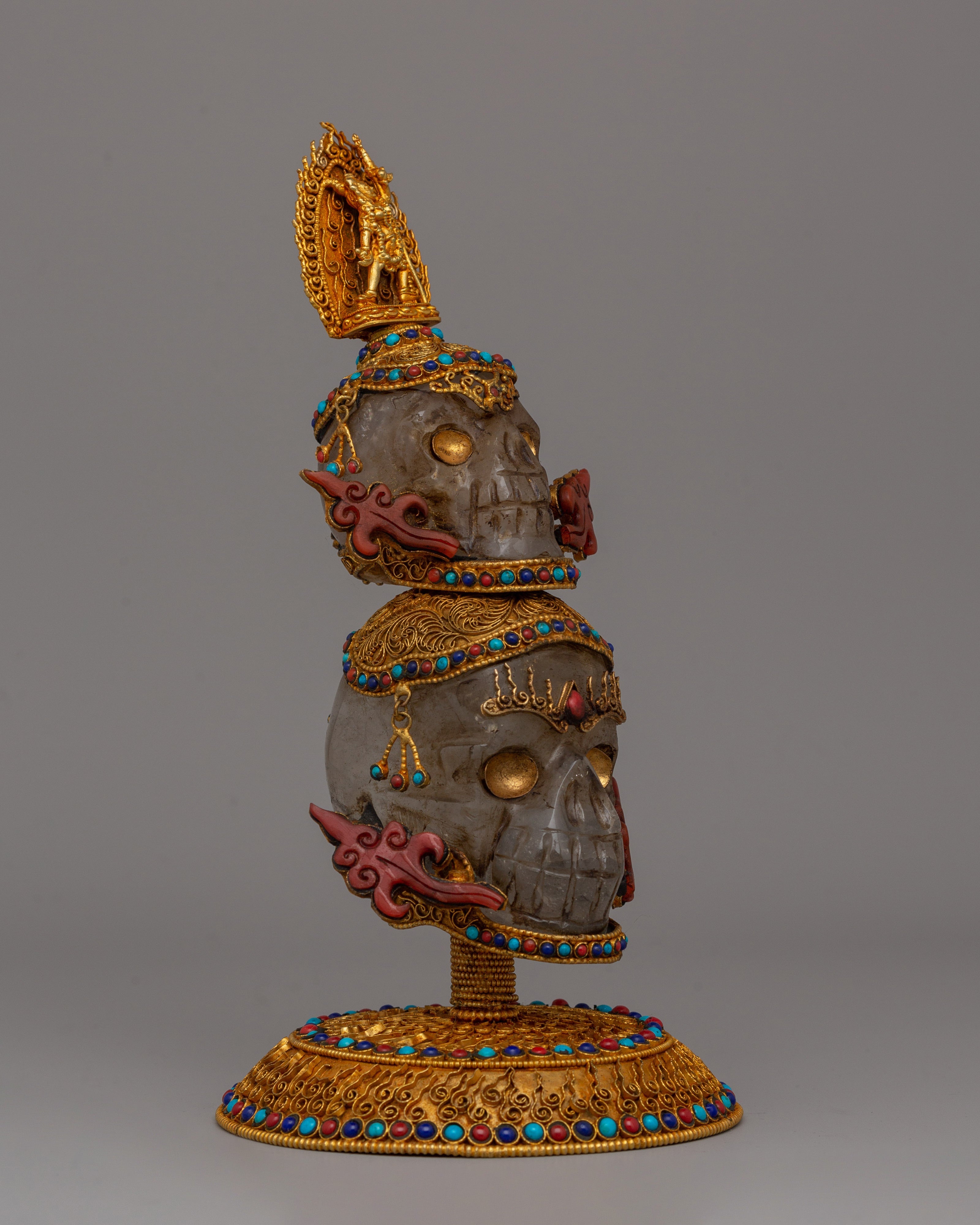 Handcrafted Buddhist Skull Head Statue | Perfect for Spiritual Home Decor