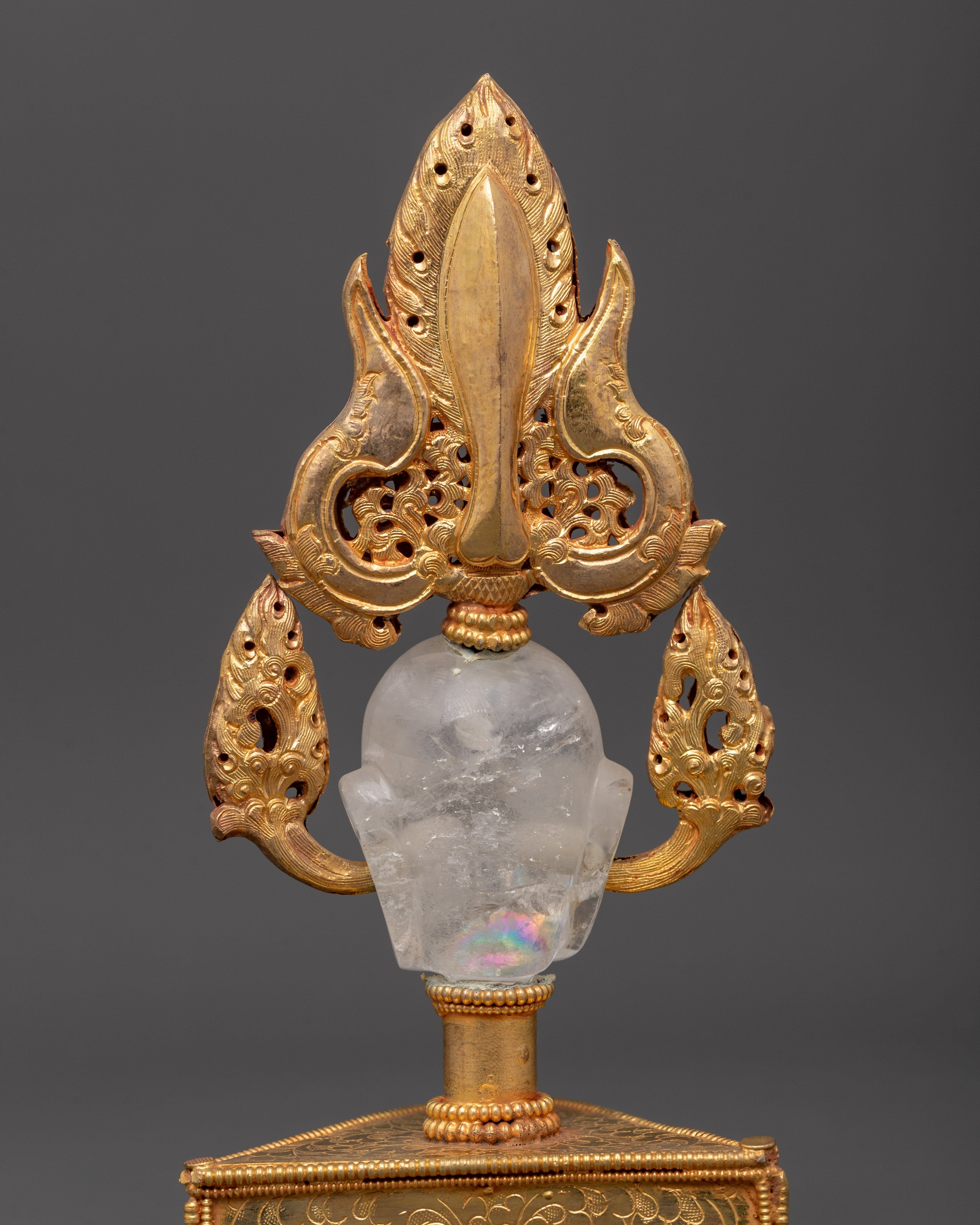 Skull Head Decor Item | Crystal, Copper & Gold Plated Unique Artwork