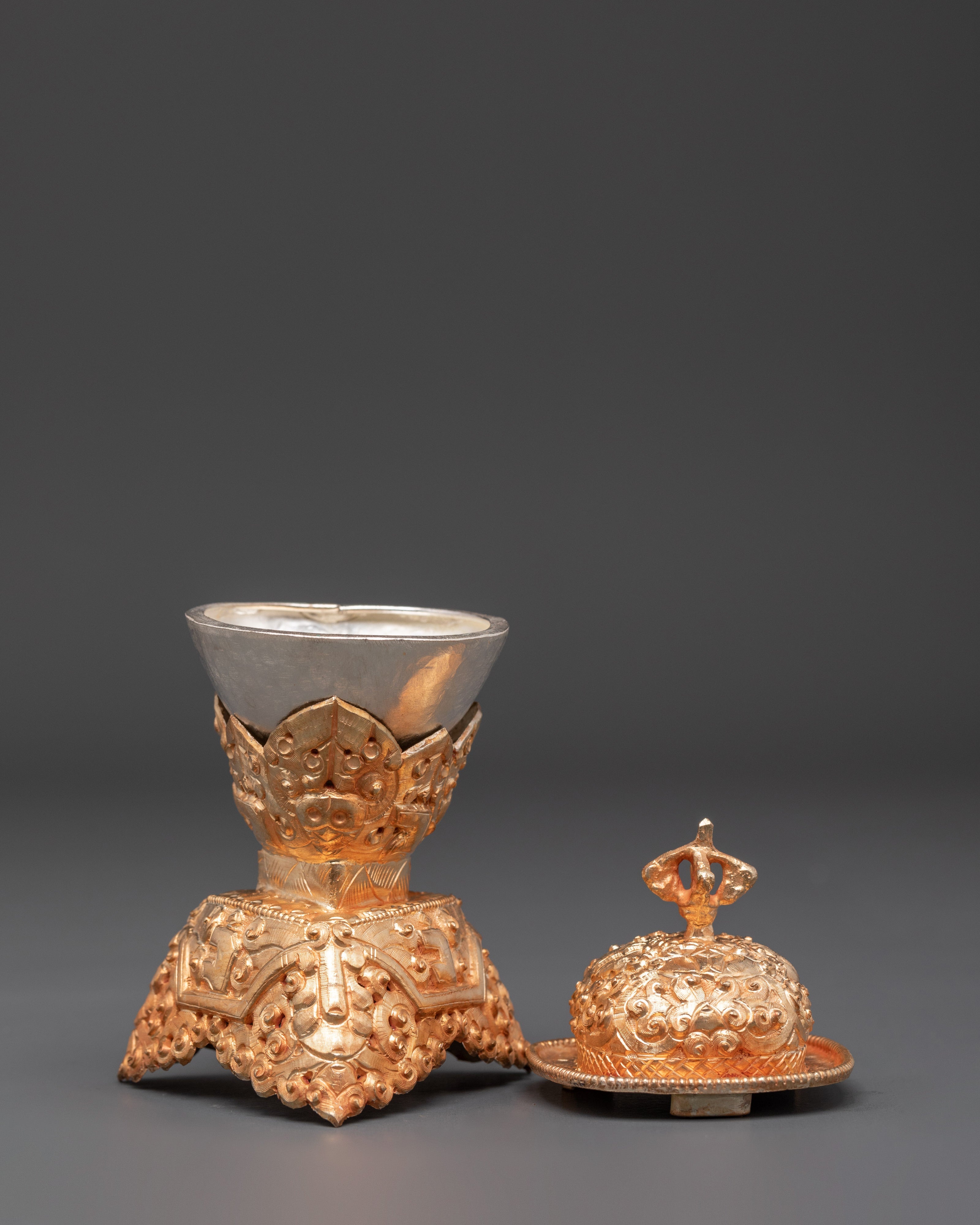 Sacred Traditional Kapala | Handcrafted Copper & Gold Plated Ritual Vessel