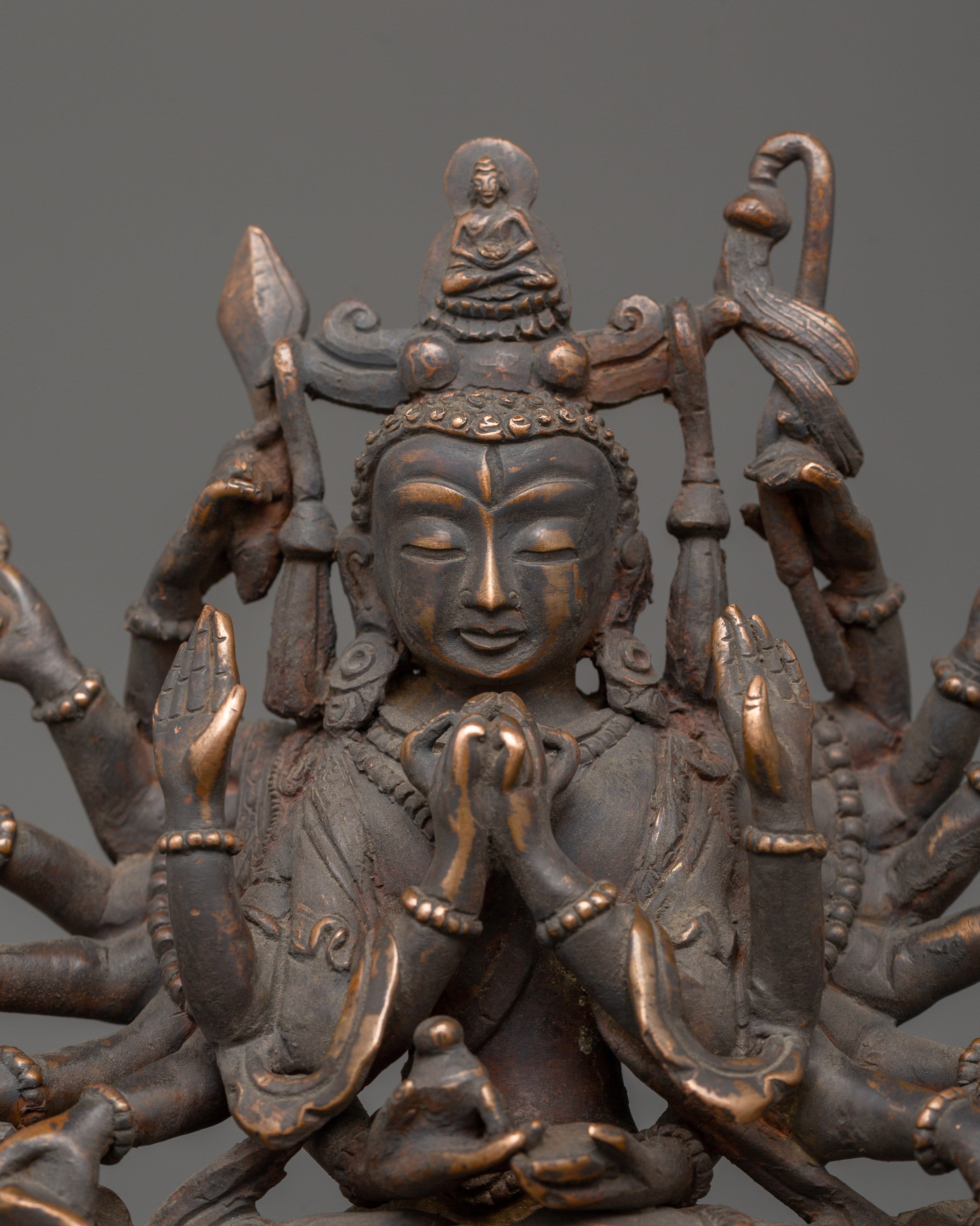Antique Copper Chundi Statue | Buddhist Deity of Compassion & Prosperity