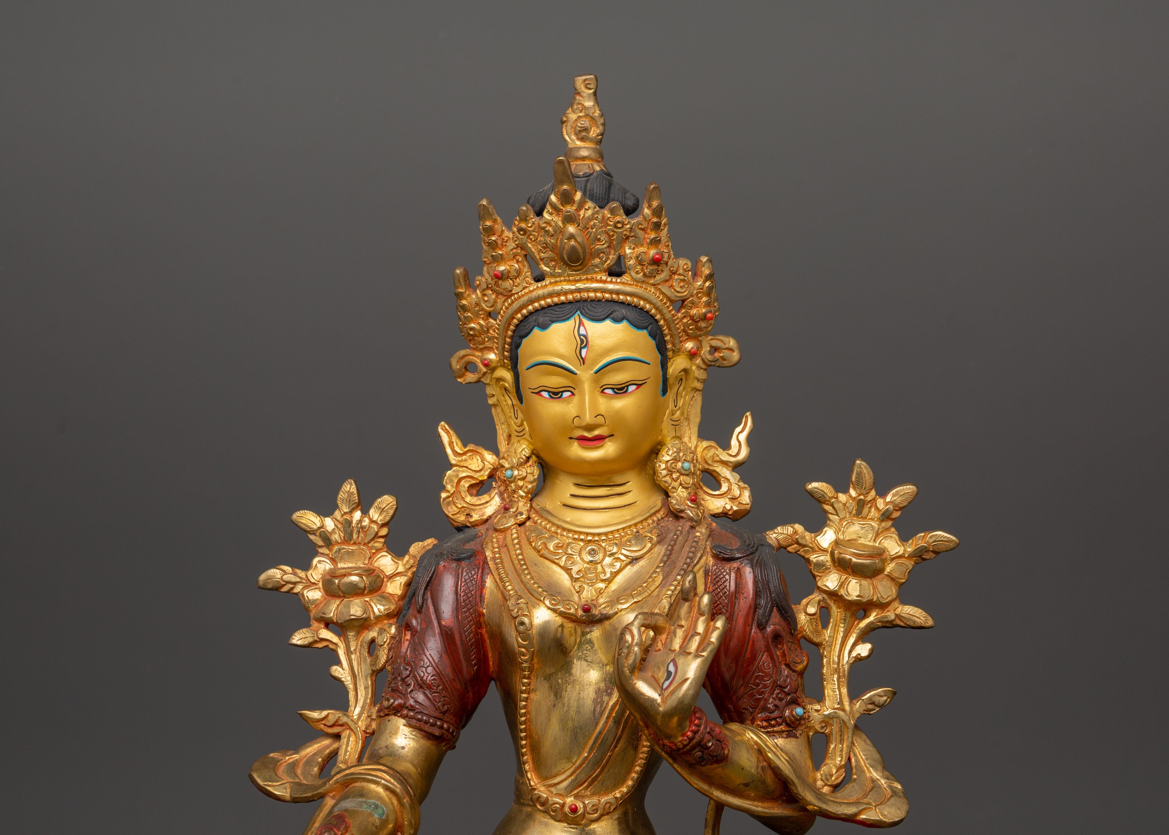 White Tara Tibetan Healing Deity Statue | Swift Action & Compassion Goddess