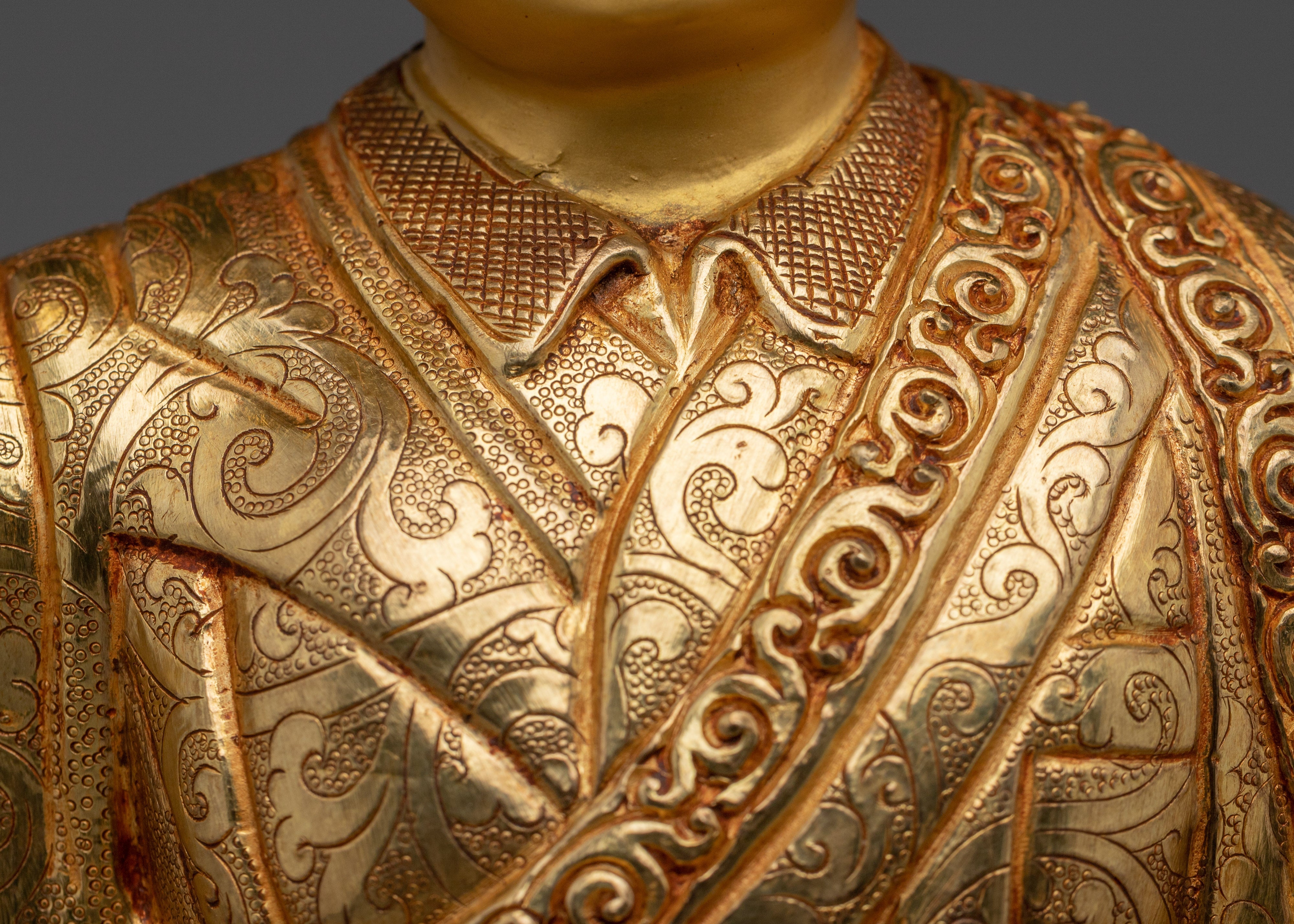 Handcrafted 24K Gold Gilded Karmapa Statue | Tibetan shrine or spiritual meditation altar