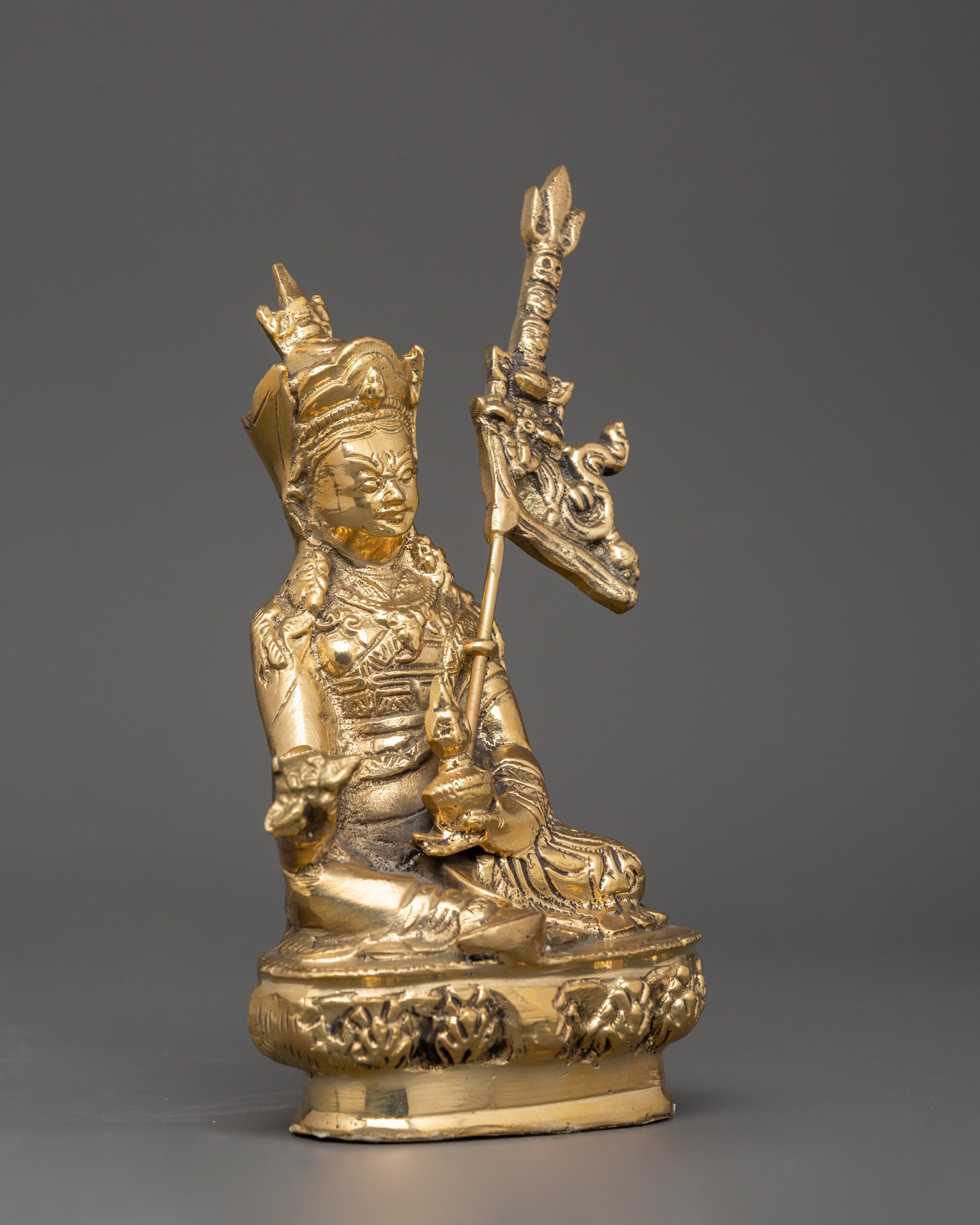 Brass Guru Rinpoche Statue | The Lotus-Born Master of Tibetan Buddhism