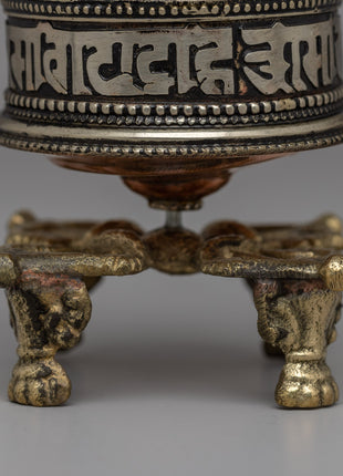 Tibetan Buddhist Prayer Wheel with Copper & Brass Body | Wheel for Meditation & Decor