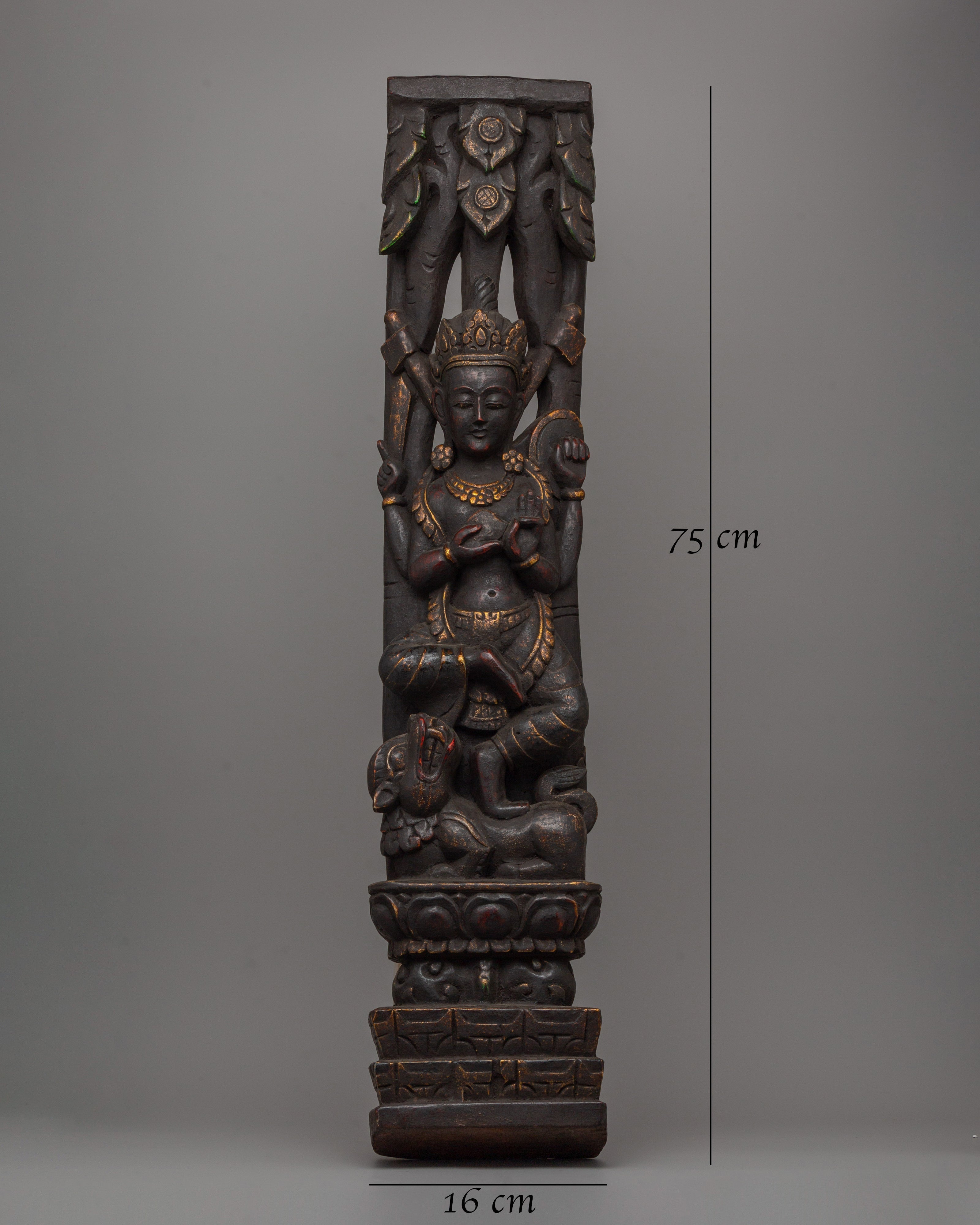 Hand-Carved Indrani Wooden Strut | Spiritual Art Work and Home Decor