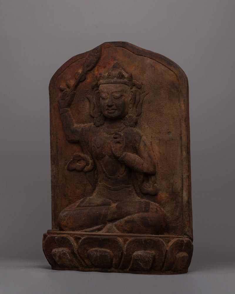 Hand-Carved Manjusri Bodhi Wooden Bodhisattva Statue