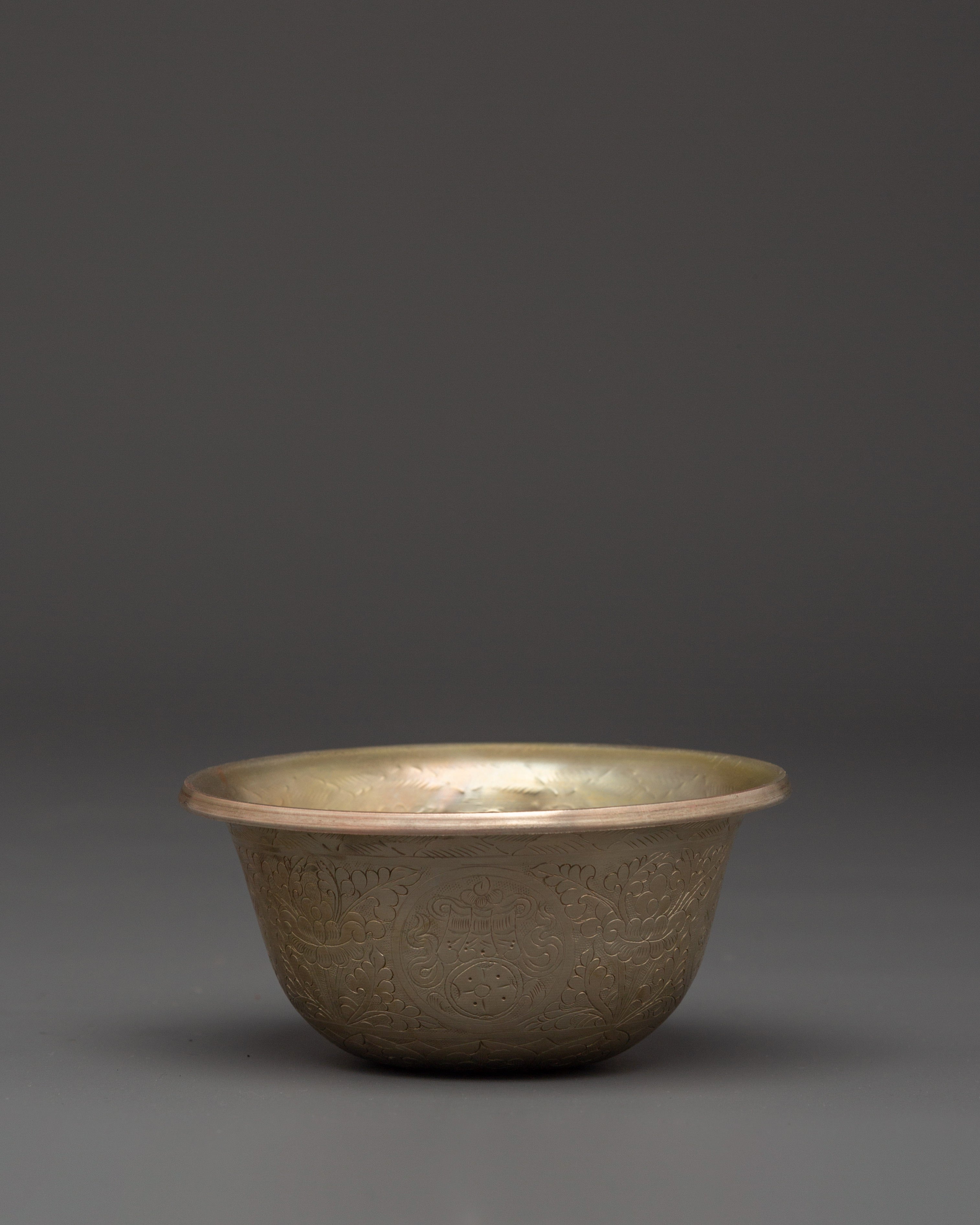 White Metal Offering Bowl Set | Tibetan Ritual Water Bowls