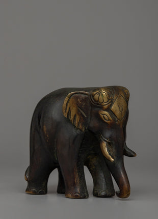 Small Bronze Elephant Statue | Handmade Decorative Statue for Desk or Shelf