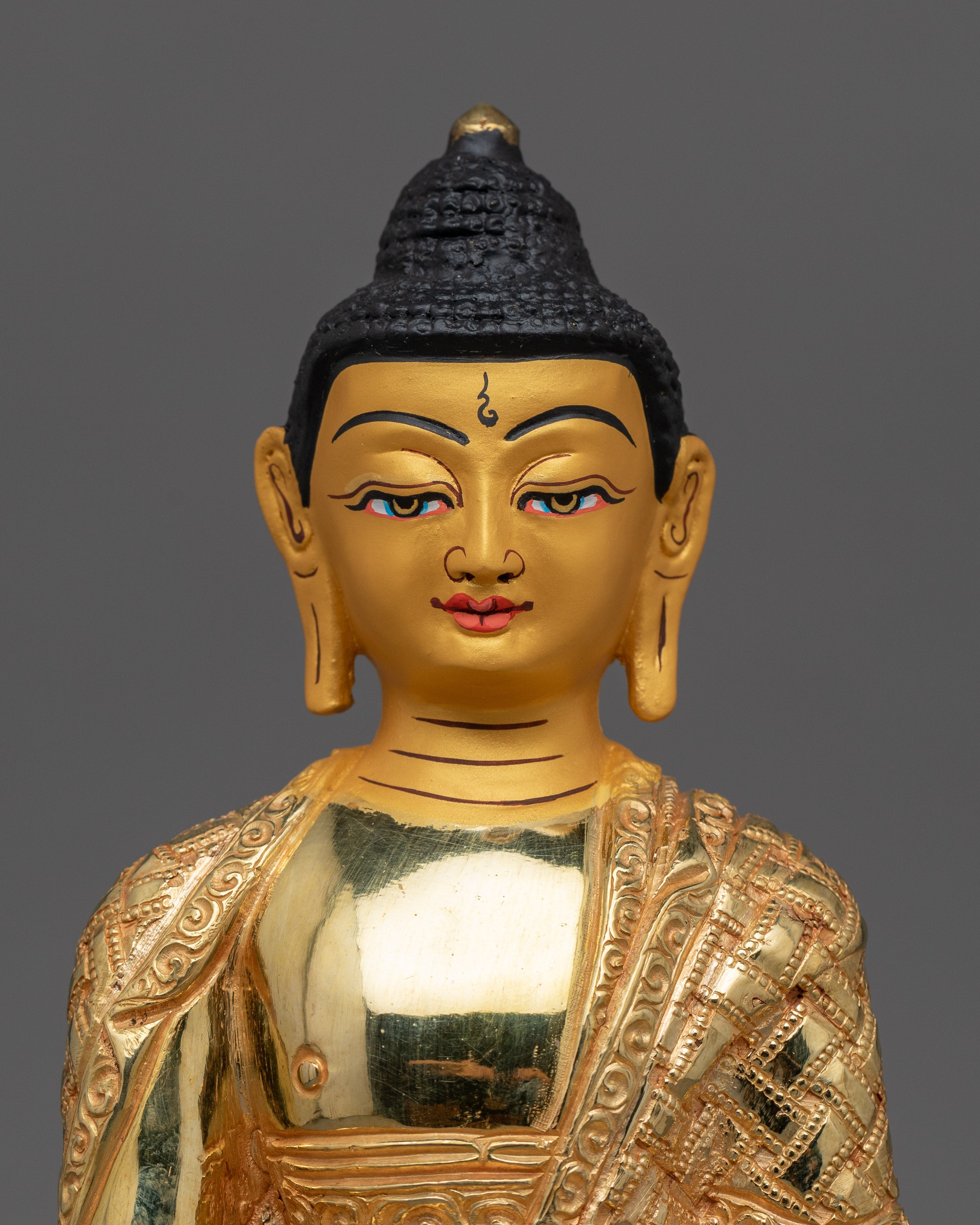 Nepalese Handmade Statue of Shakyamuni Buddha | 24k Gold Gilded