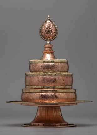 Exquisite Copper Mandala Stupa for Buddhist Rituals and Meditation | Ritual Copper Mandala